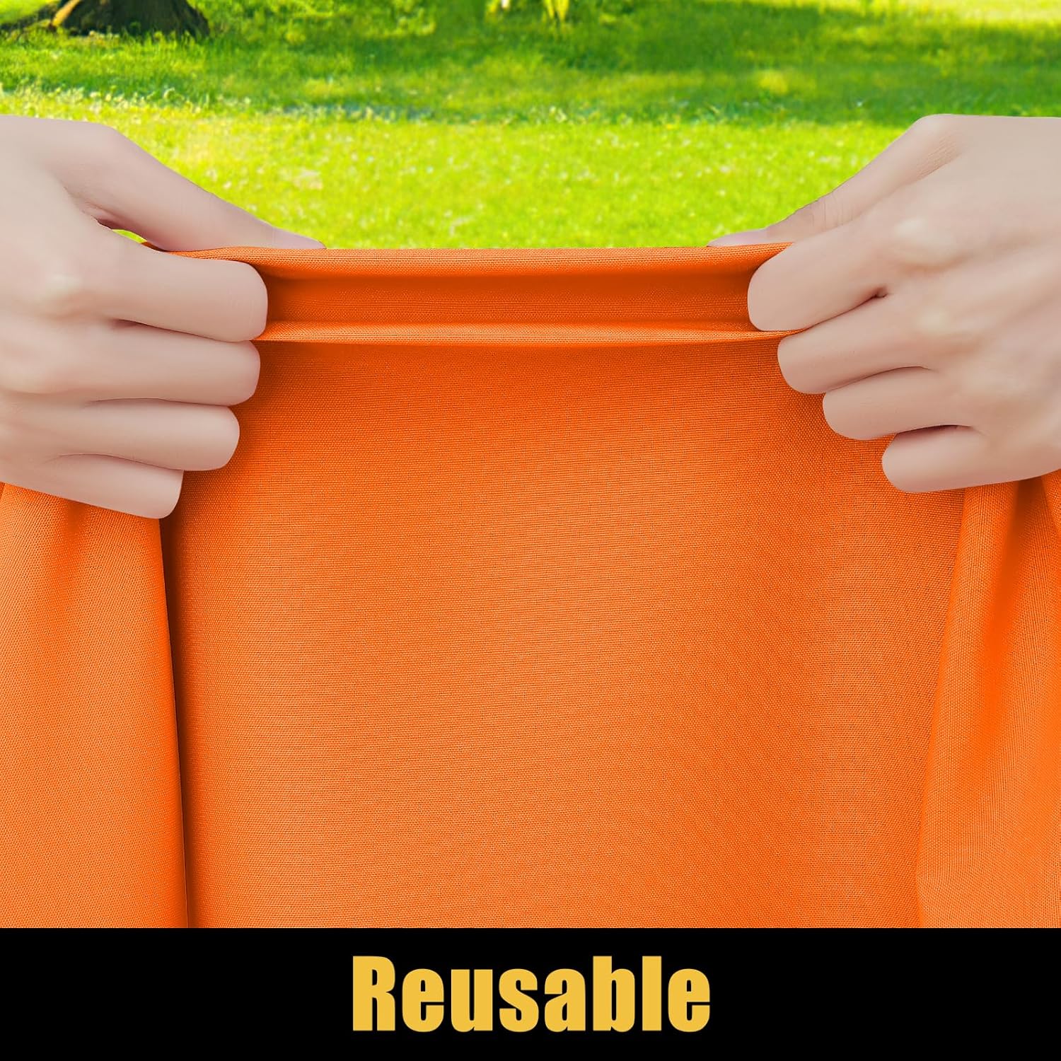 Thumbnail 2 de Smiry Rectangle Picnic Table Cloth: Waterproof Elastic Fitted Cover for 8-Foot Tables (Orange, 30" x 96")