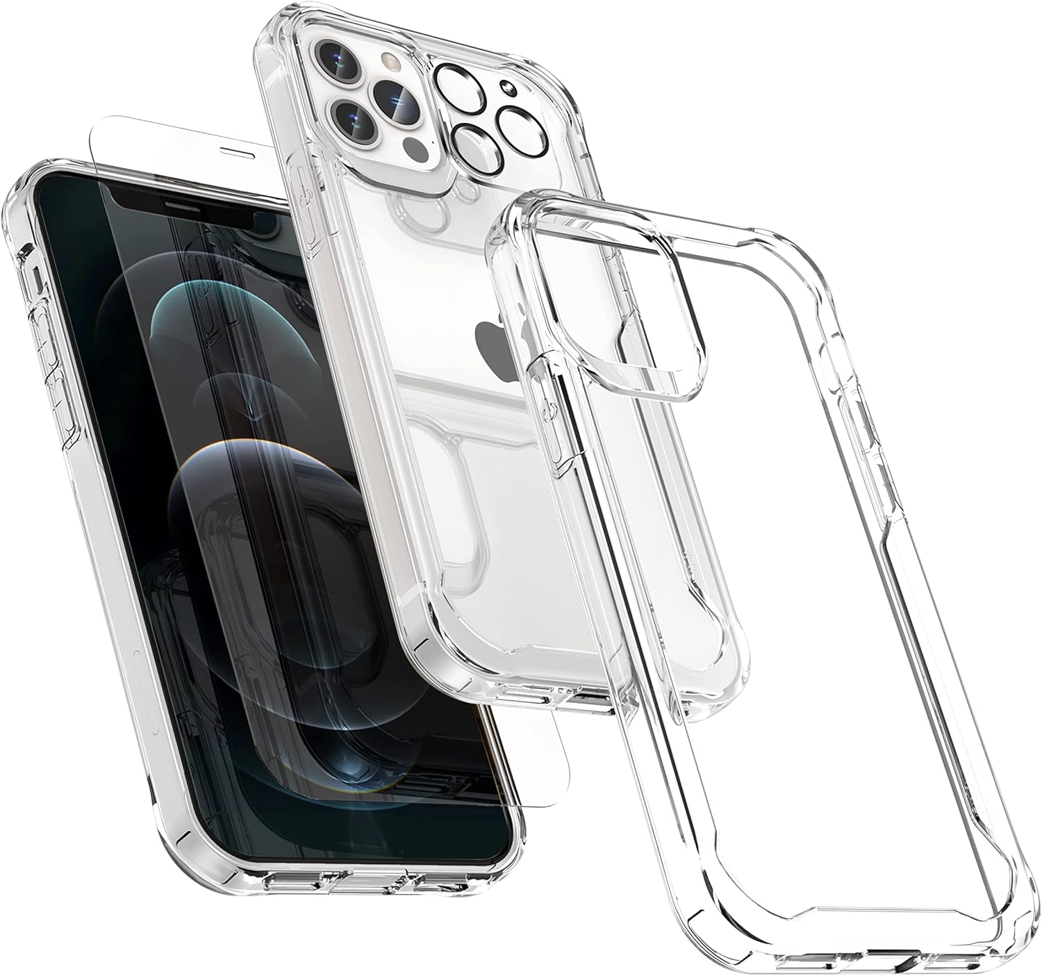 Detalle de ORETECH Hülle für iPhone 12 Pro Max 6,7" – transparent mit Displayschutzfolien und Kameraschutz