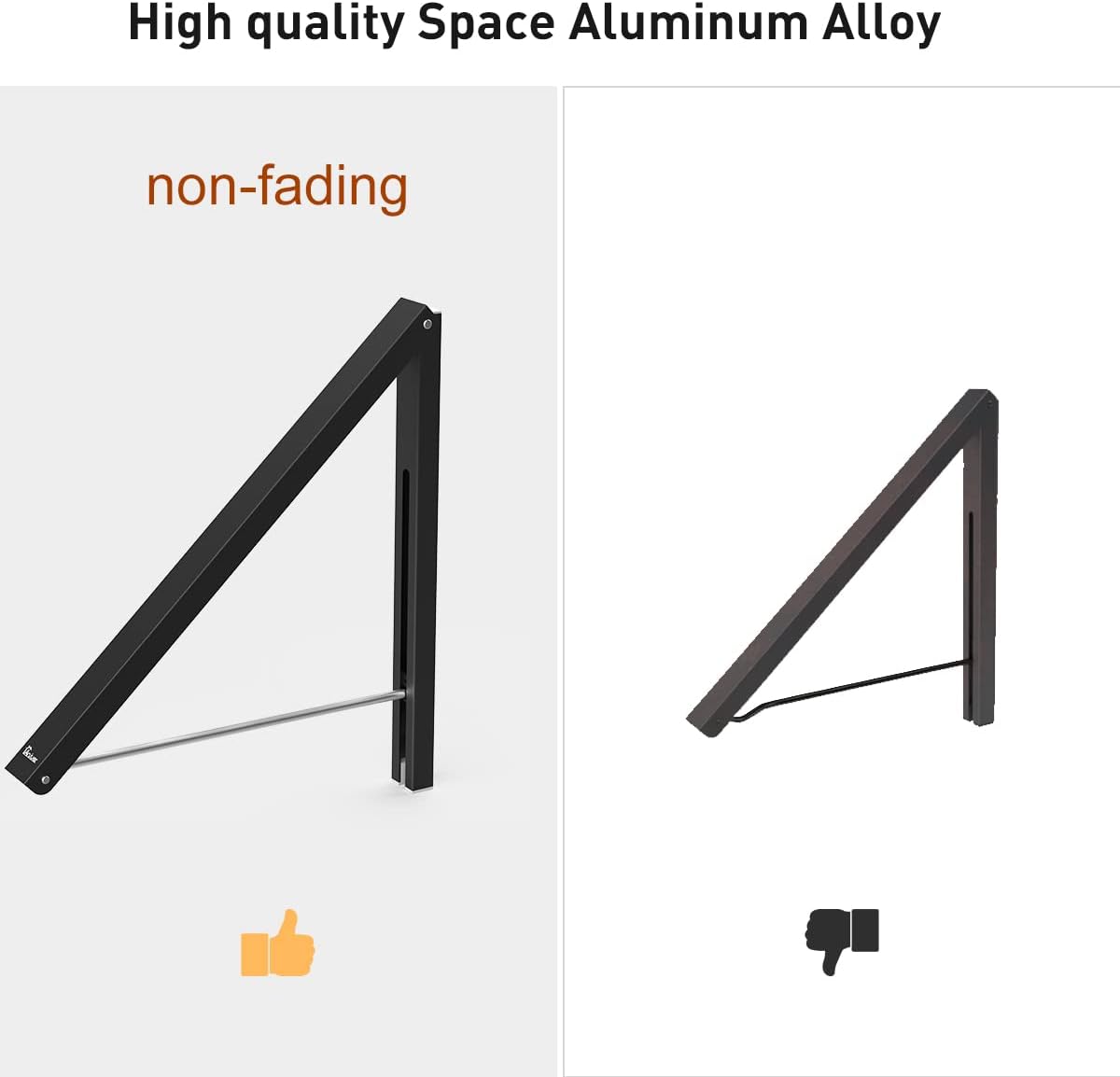 Detalle 1 de Anjuer infällbar klädhängare i aluminium, väggmonterad, svart, upp till 27 kg