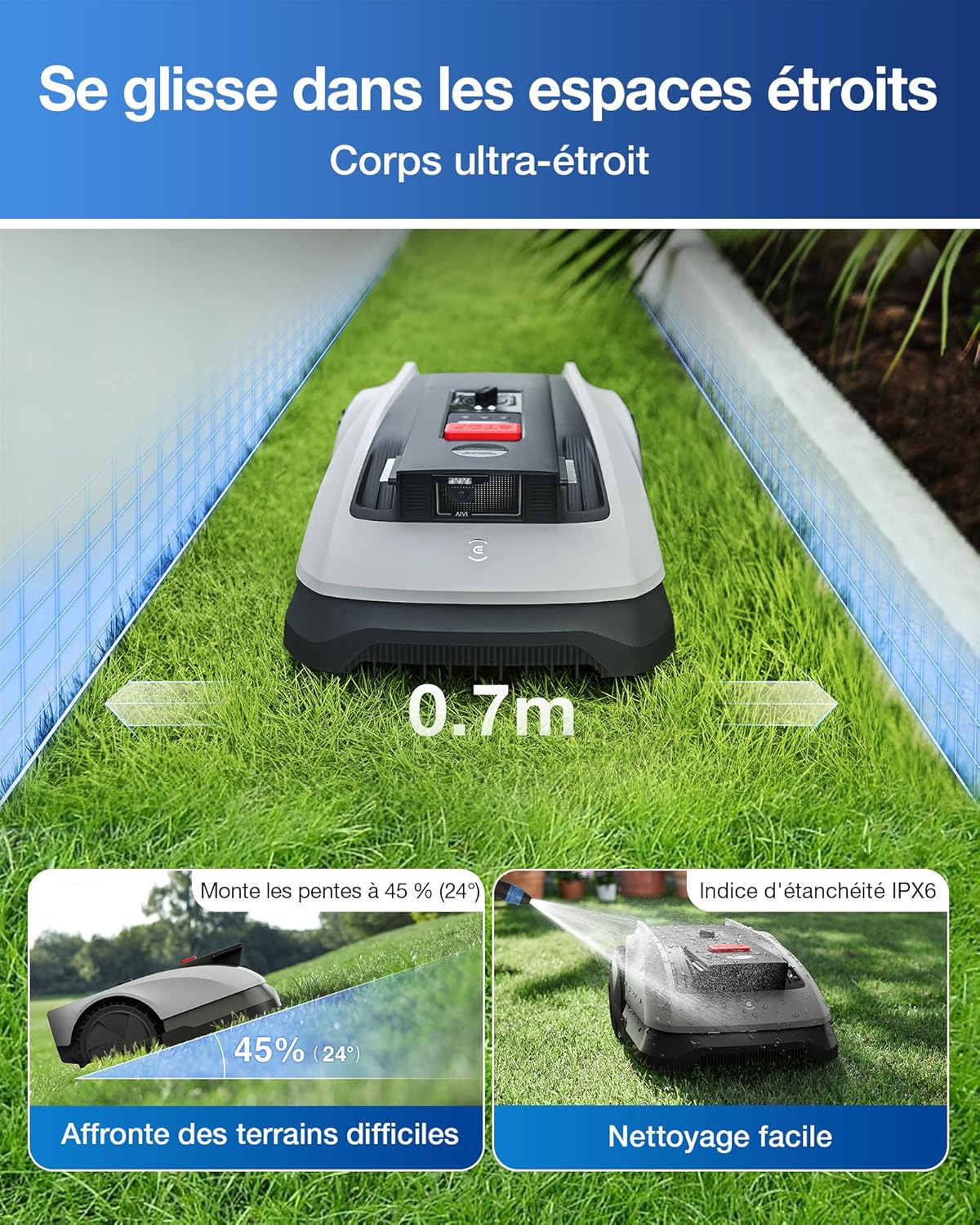 Thumbnail 5 de ECOVACS GOAT O600 RTK : robot tondeuse sans fil pour jusqu’à 600 m², navigation RTK + Vision