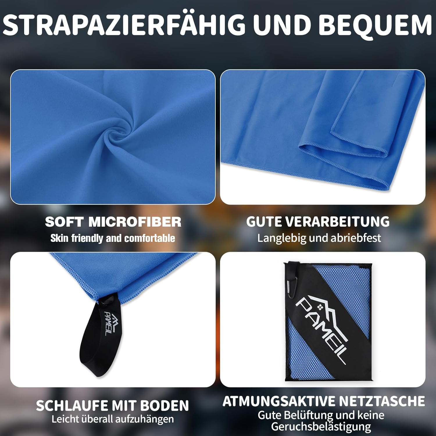 Thumbnail 4 de Pameil Mikrofaser Handtuch 3er Set – Großes Badetuch 160 x 80 cm + 2x 40 x 80 cm Mikrofasertücher