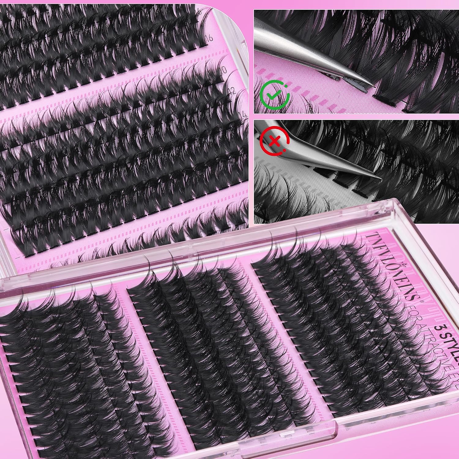 Thumbnail 6 de TNFVLONEINS Lash Clusters 10-16MM Wispy ๐