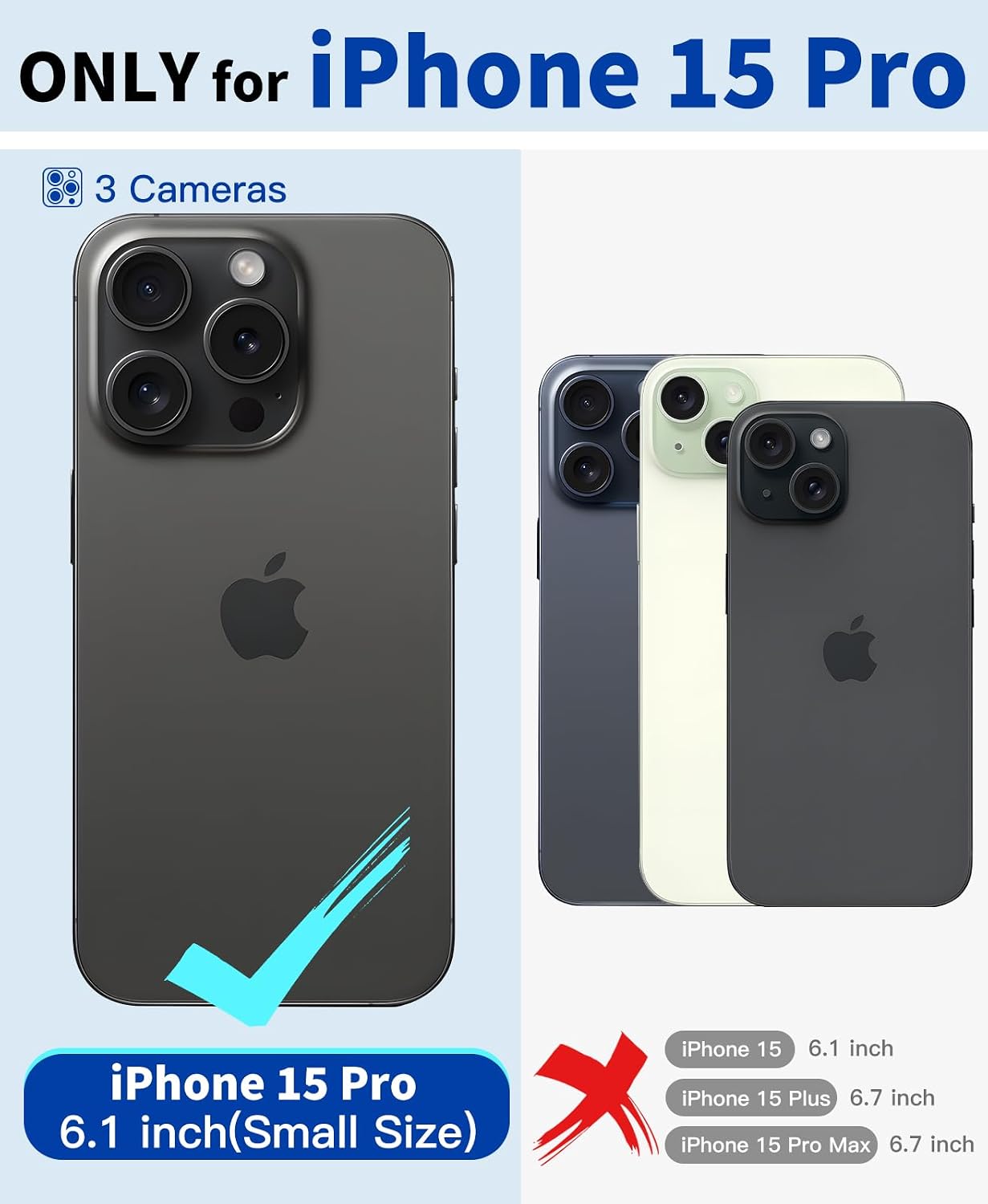 Detalle 2 de Beeasy Robust Series Waterproof Case for iPhone 15 Pro (6.1-inch) with Built-in Screen Protector