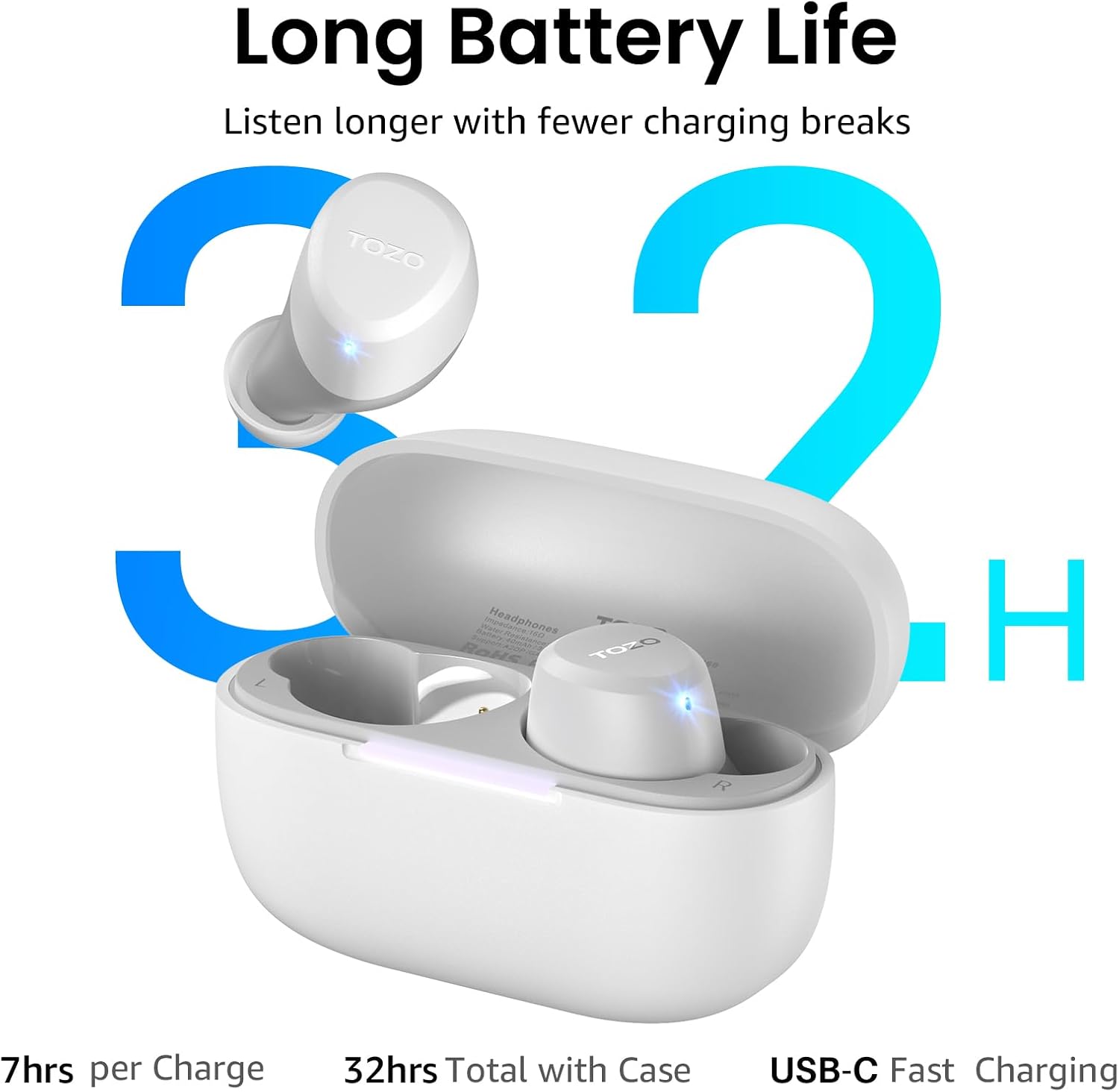 Thumbnail 6 de TOZO A1 Wireless Earbuds, Bluetooth 5.3, IPX5, 32 EQ Presets