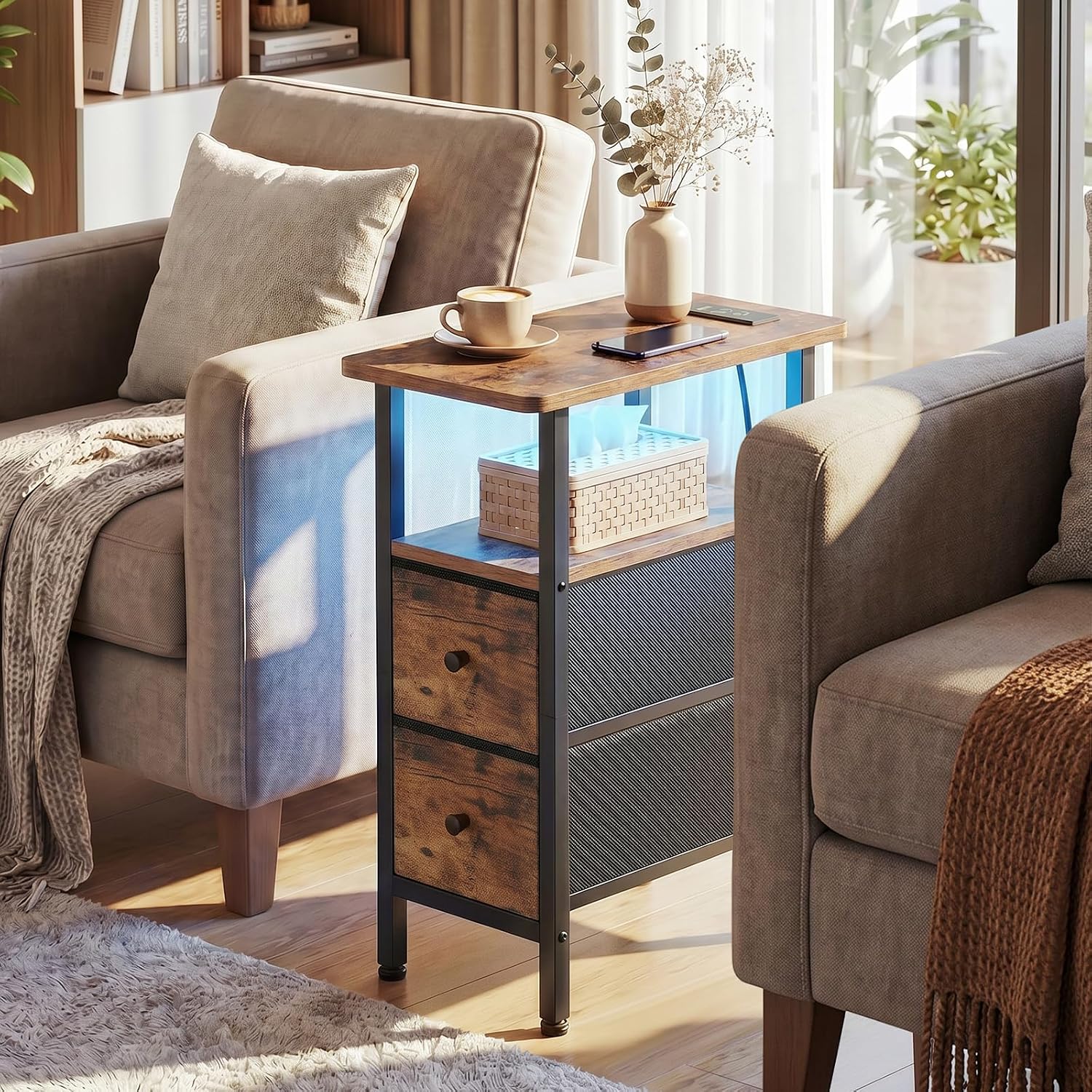 Detalle 2 de LOAKEKEL Narrow End Table, 7.87-Inch Wide