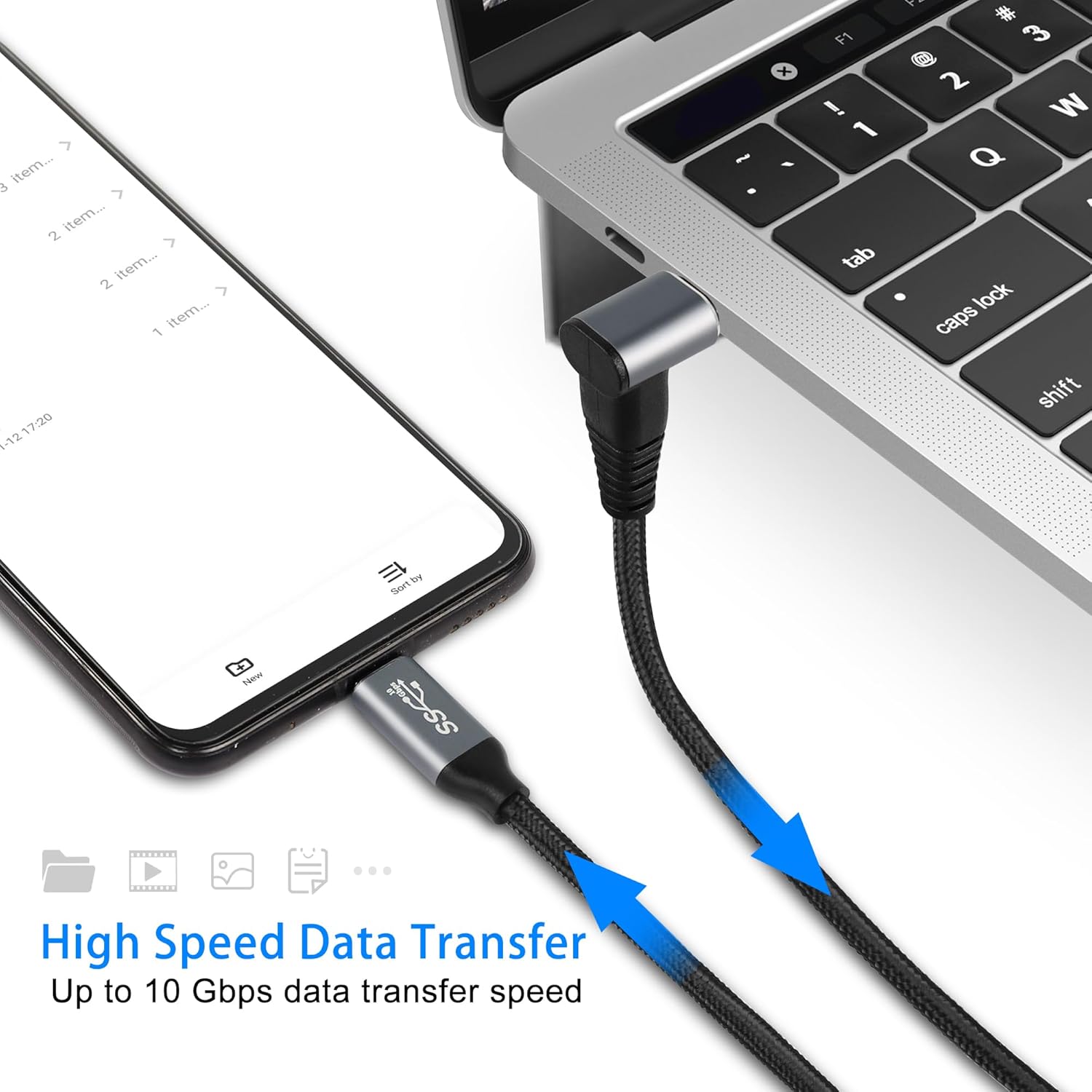 Detalle de GELRHONR PD 100W USB C Type-C 90 Degree Fast Charging Cable