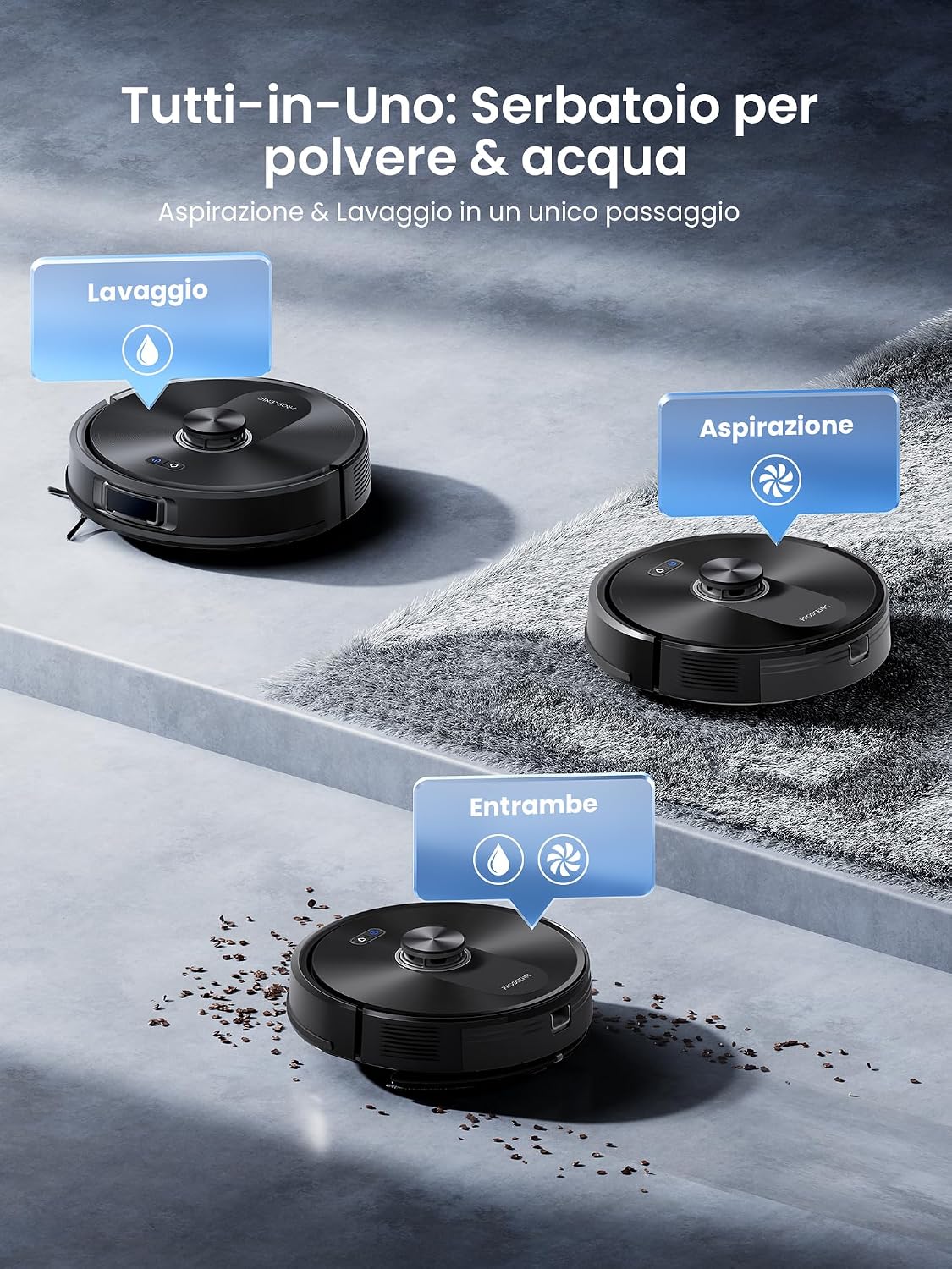 Thumbnail 6 de Proscenic Q10: Robot aspirapolvere lavapavimenti con mappatura LiDAR, 8000 Pa, controllo APP/Alexa/WiFi/Siri/IFTTT
