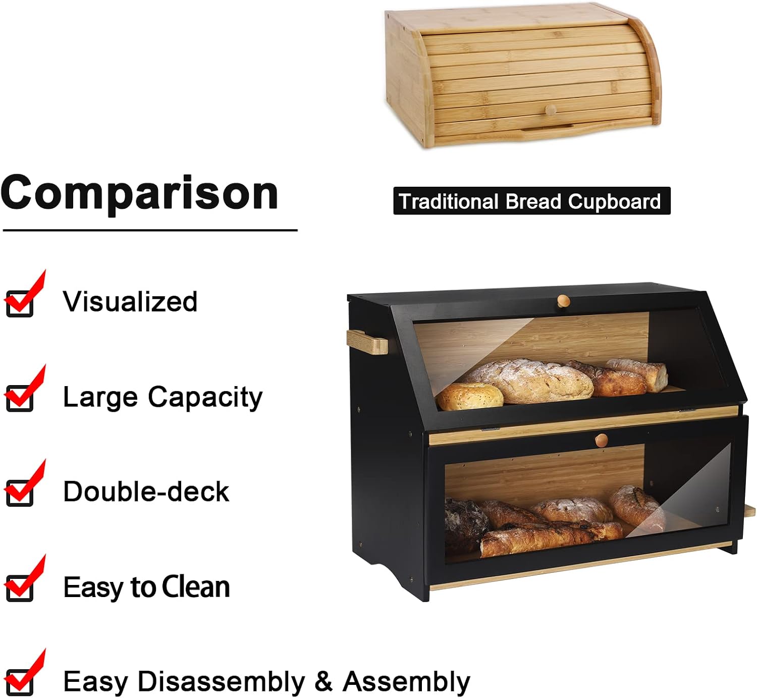 Thumbnail 6 de Leader Accessories Double Decker Bamboo Bread Bin 2-Layer