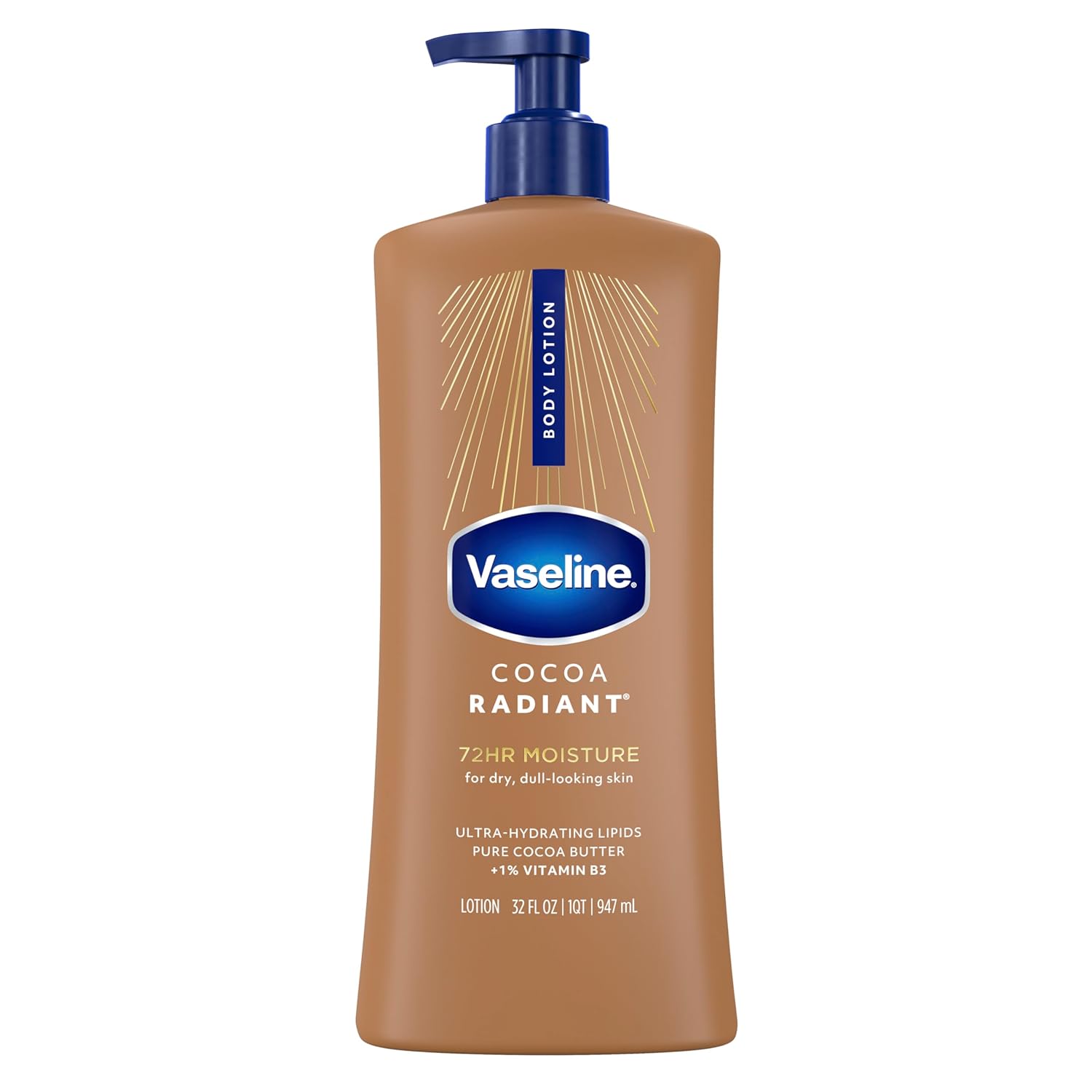Detalle de Vaseline Cocoa Radiant 10305210142555 Body Lotion, 32 oz with Cocoa Butter