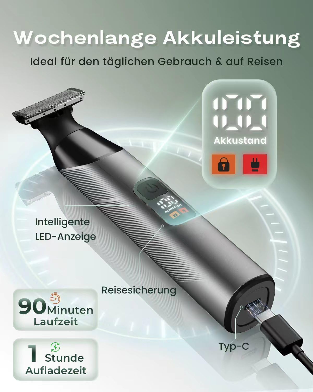 Thumbnail 4 de Prettywill All-in-One Bodygroomer & Körperrasierer – Intimrasierer für Mann mit Magnetkopf, 3 Aufsätze, IPX7