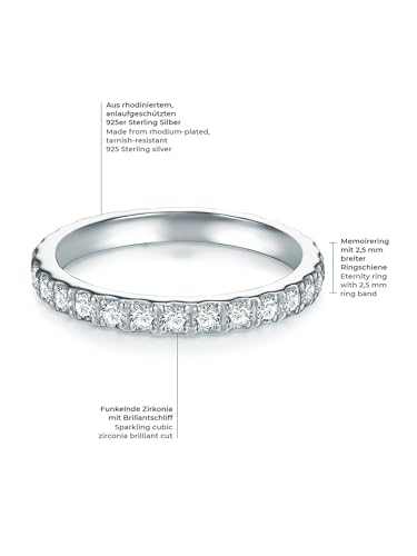 Detalle de Trilani – Anillo de plata de ley 925 con Circonita, acabado rodiado