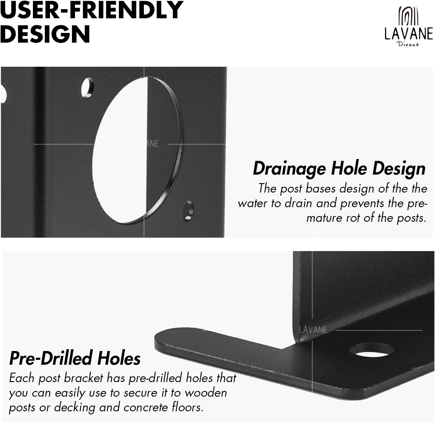 Thumbnail 3 de LAVANE Adjustable 4x4 Post Base Brackets 4pcs 🪚