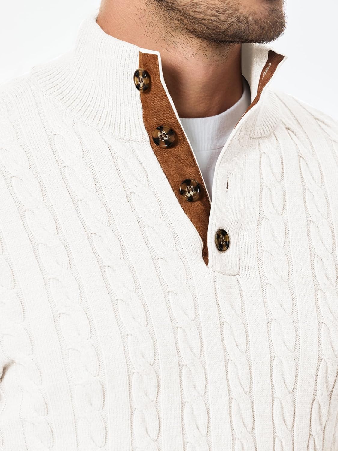 Thumbnail 4 de JMIERR Men's Cable Knit Pullover Sweater