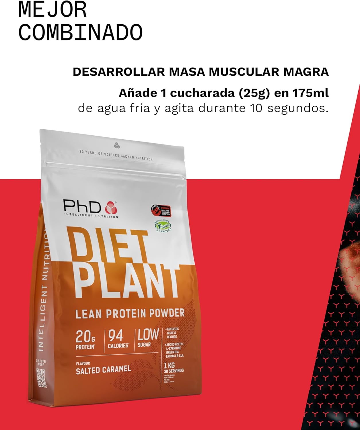 Thumbnail 4 de PhD Nutrition Diet Plant Proteína Vegana en Polvo 1kg 🍬
