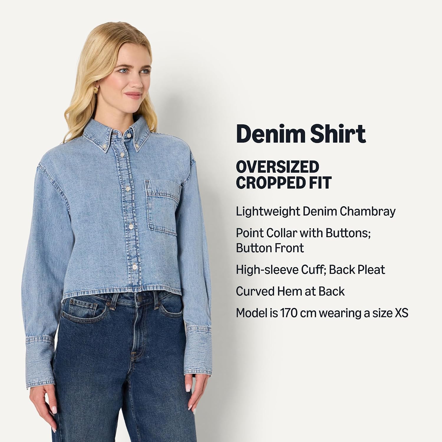 Thumbnail 1 de Amazon Essentials Women's (Demi's Pick) Modern Oversized-Fit Cropped Denim Button-Down Shirt
Amazon Essentials Women's (Demi's Pick) Modern Over…
