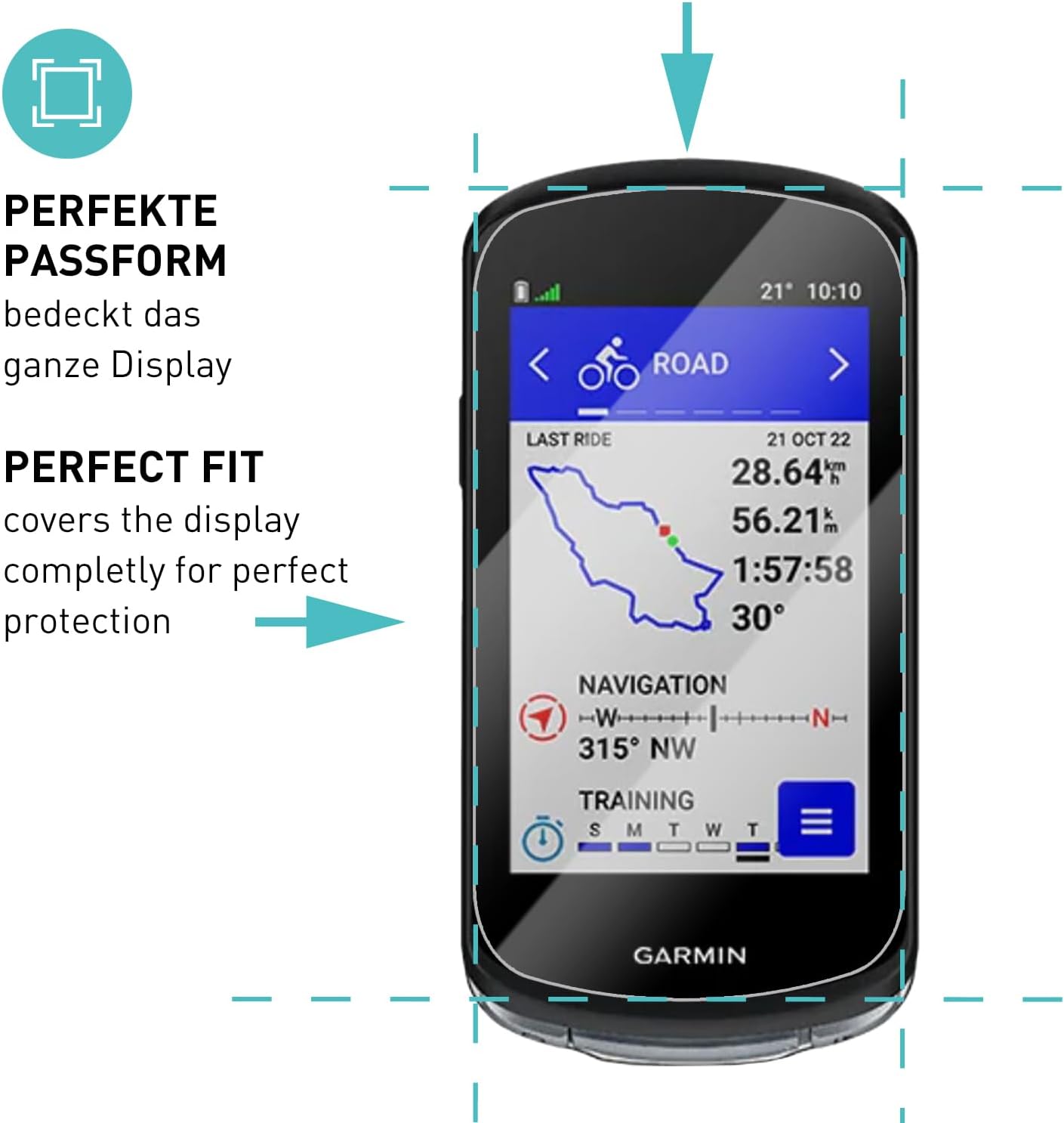 Detalle de SmarTect Tempered Glass Screen Protectors for Garmin Edge 1040/1040 Solar, 3-Pack, 9H