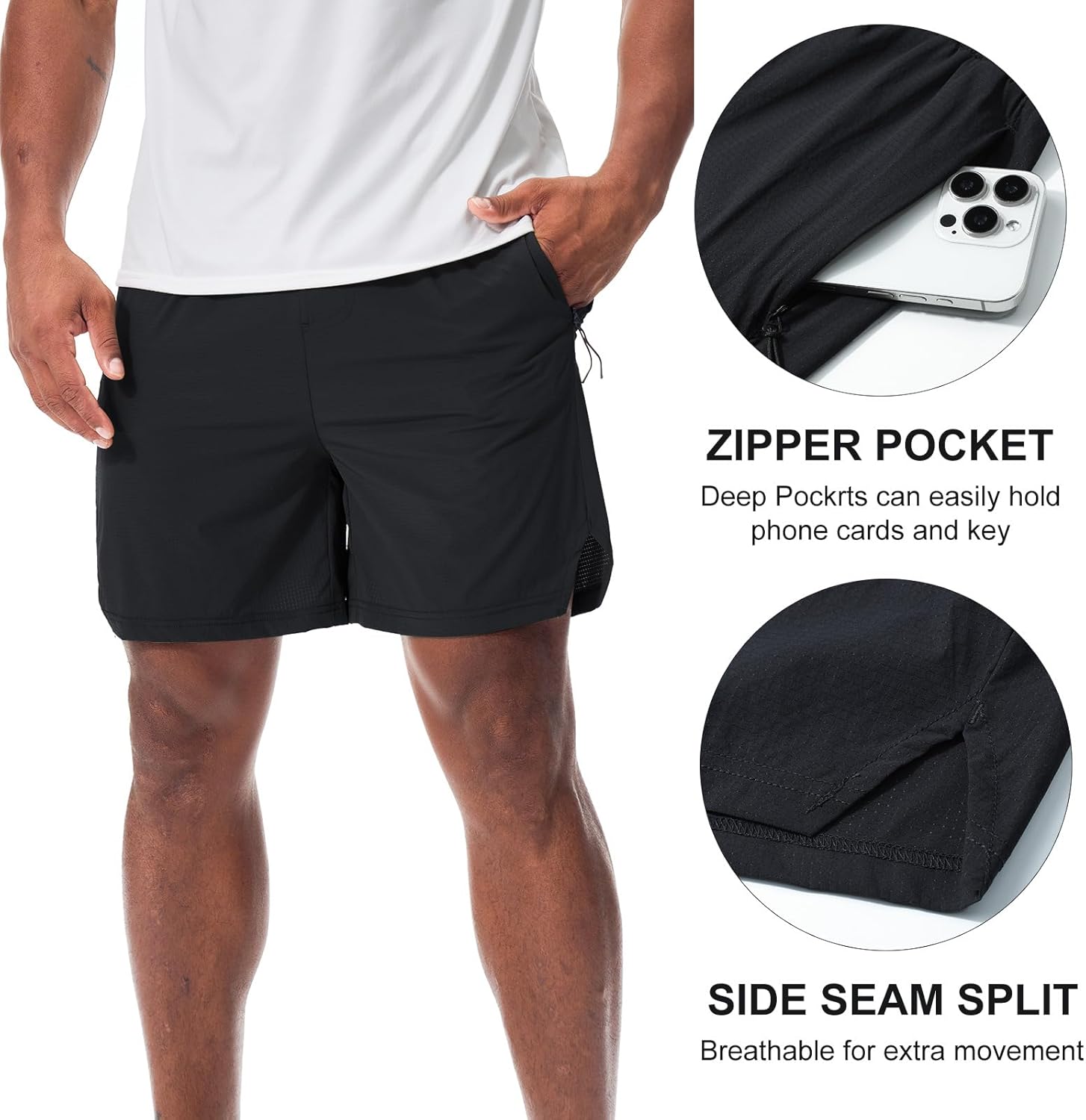 Thumbnail 3 de Danfiki Short de Sport Course Homme – Séchage rapide et poches zippées