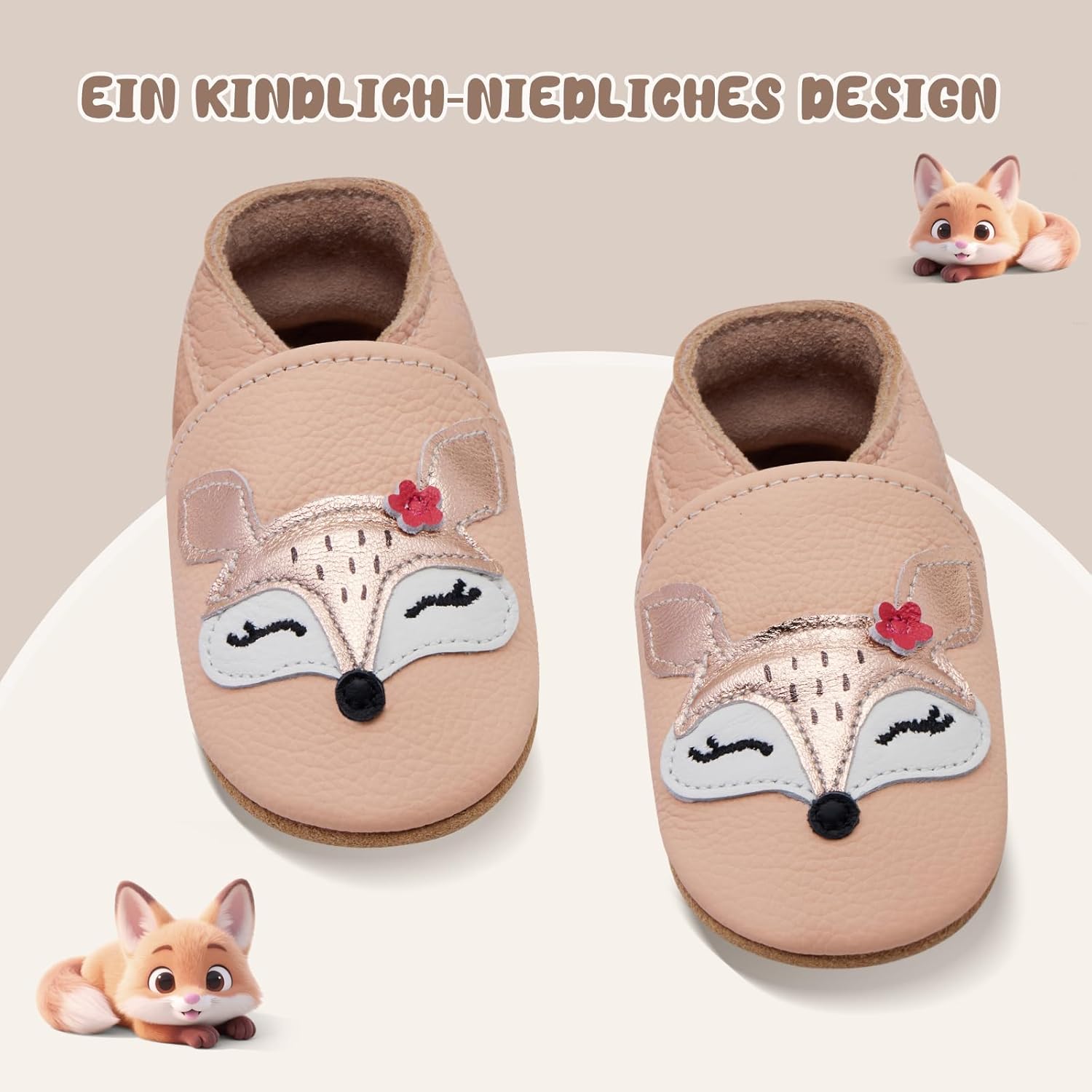 Detalle de IceUnicorn Krabbelschuhe Baby Lauflernschuhe – weiches Leder, rutschfeste Sohle