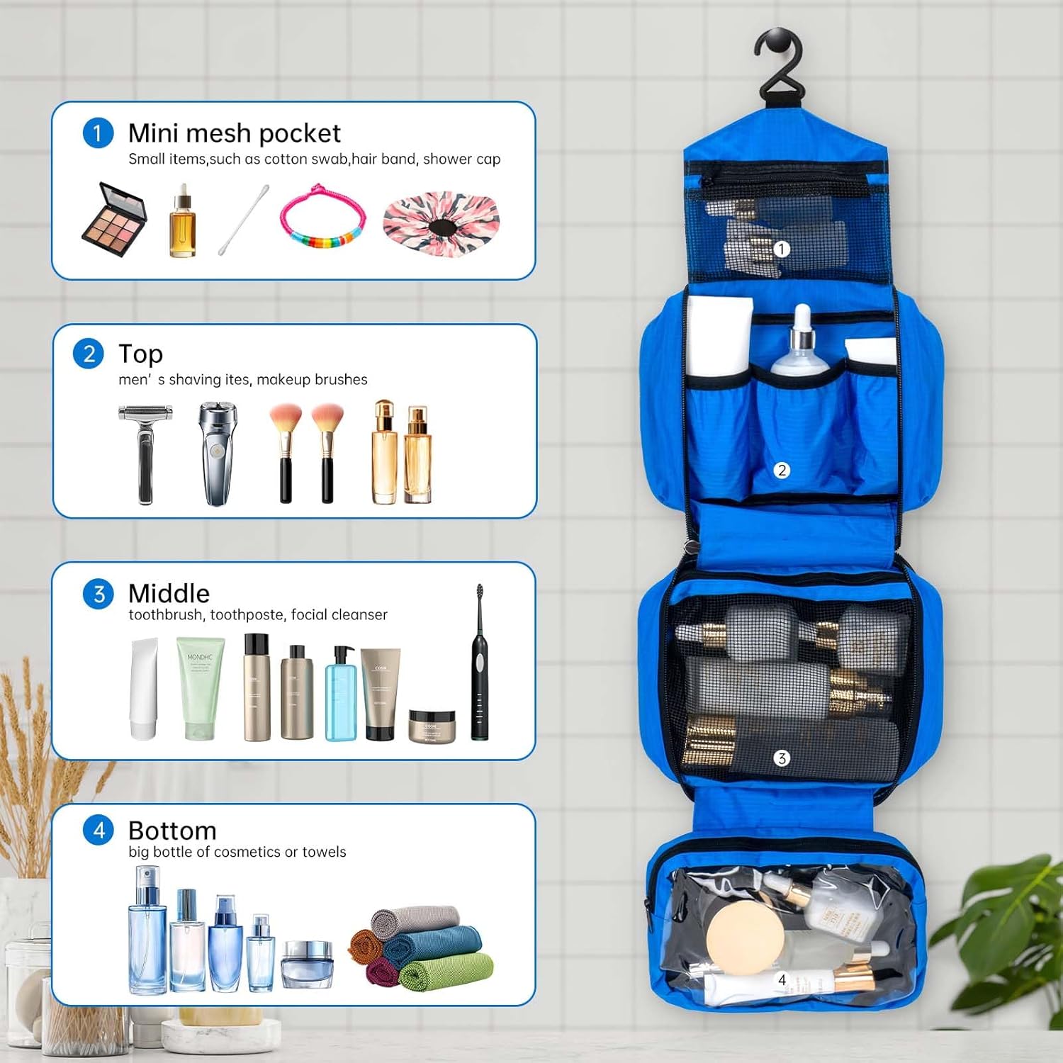 Thumbnail 4 de Boic Hanging Toiletry Bag – Foldable, Large-Capacity, Waterproof Travel Organizer