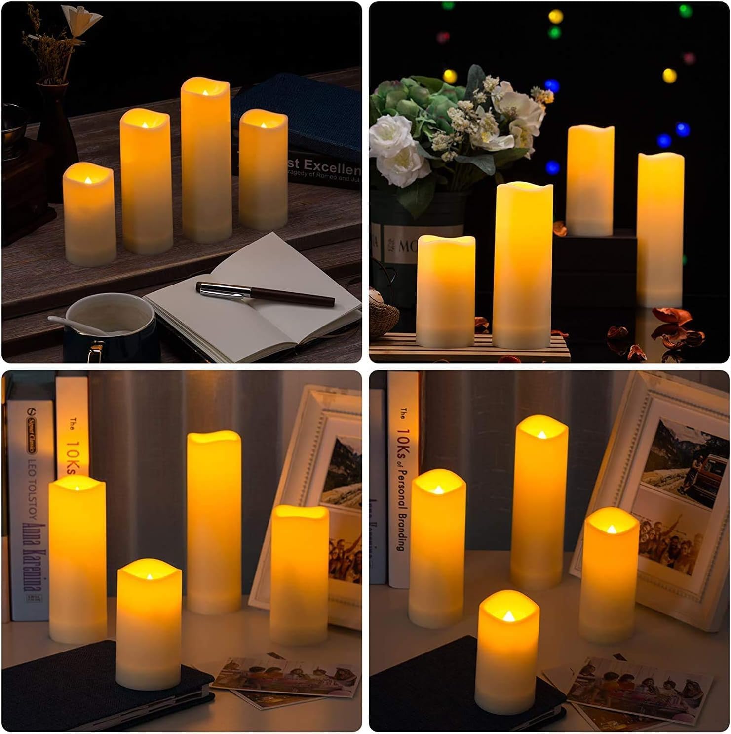 Detalle de TLNFHRPI Set of 12 Flameless LED Candles with Remote Timer, Ivory