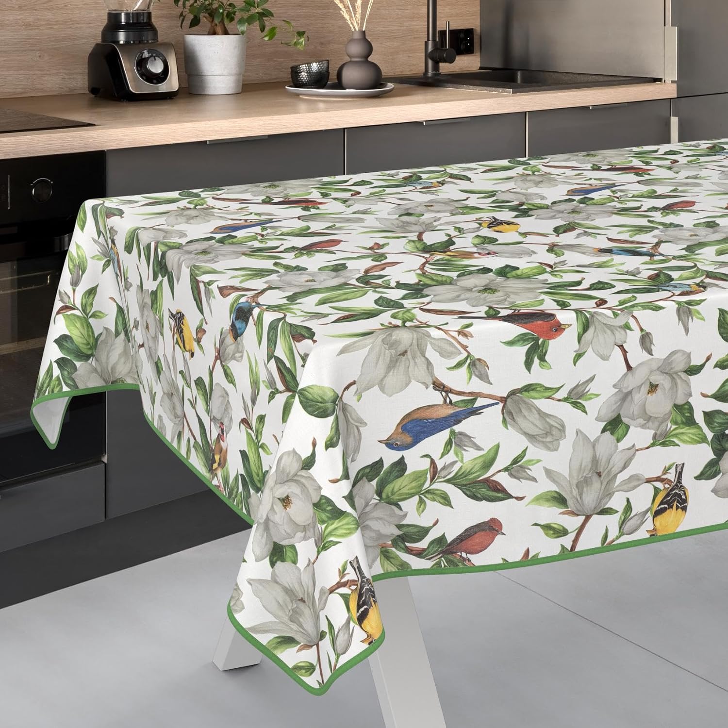 Detalle 2 de ANRO obrus ceratowy 240 × 140 cm, PVC, efekt lotosu, obszyty