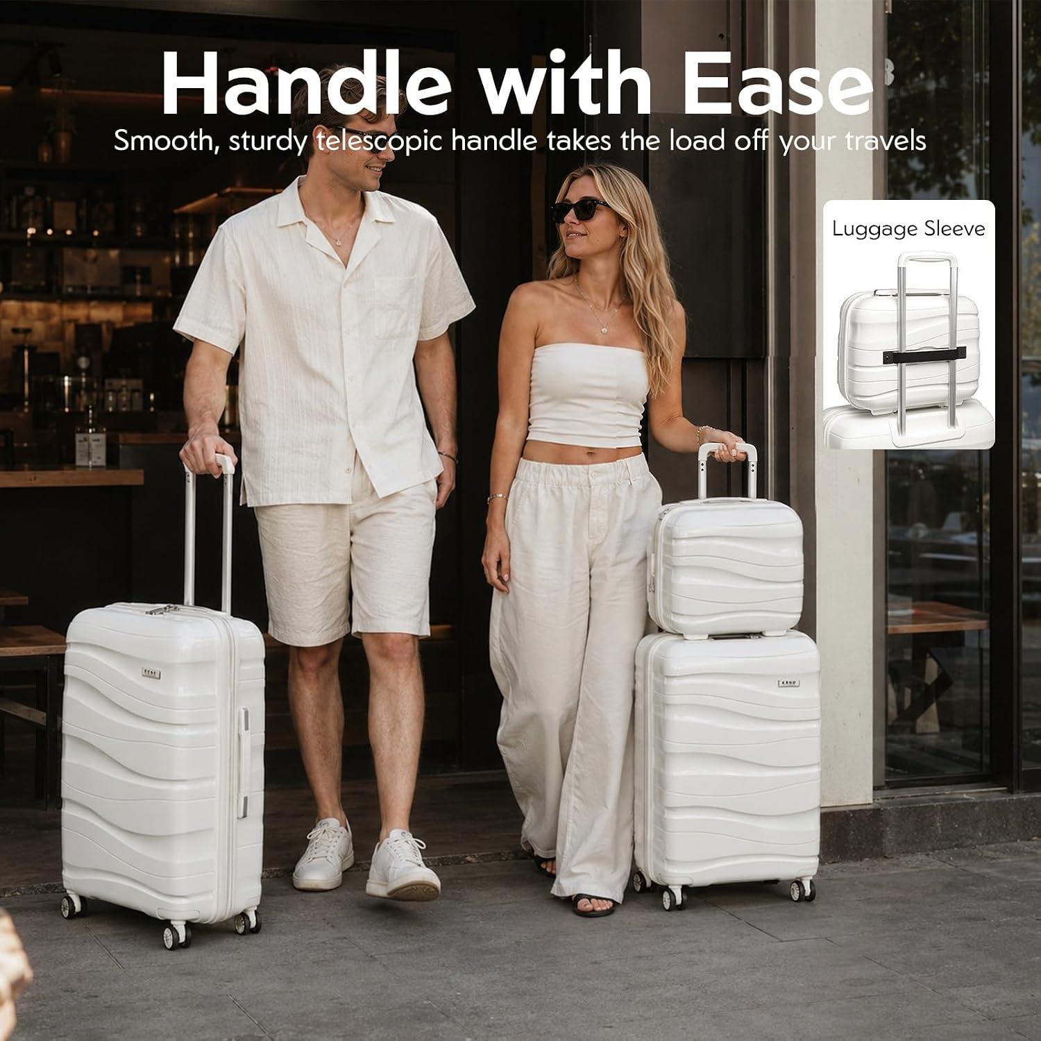 Thumbnail 5 de Kono Large Suitcase: Lightweight White PP Hard Shell with TSA Lock and YKK Zips