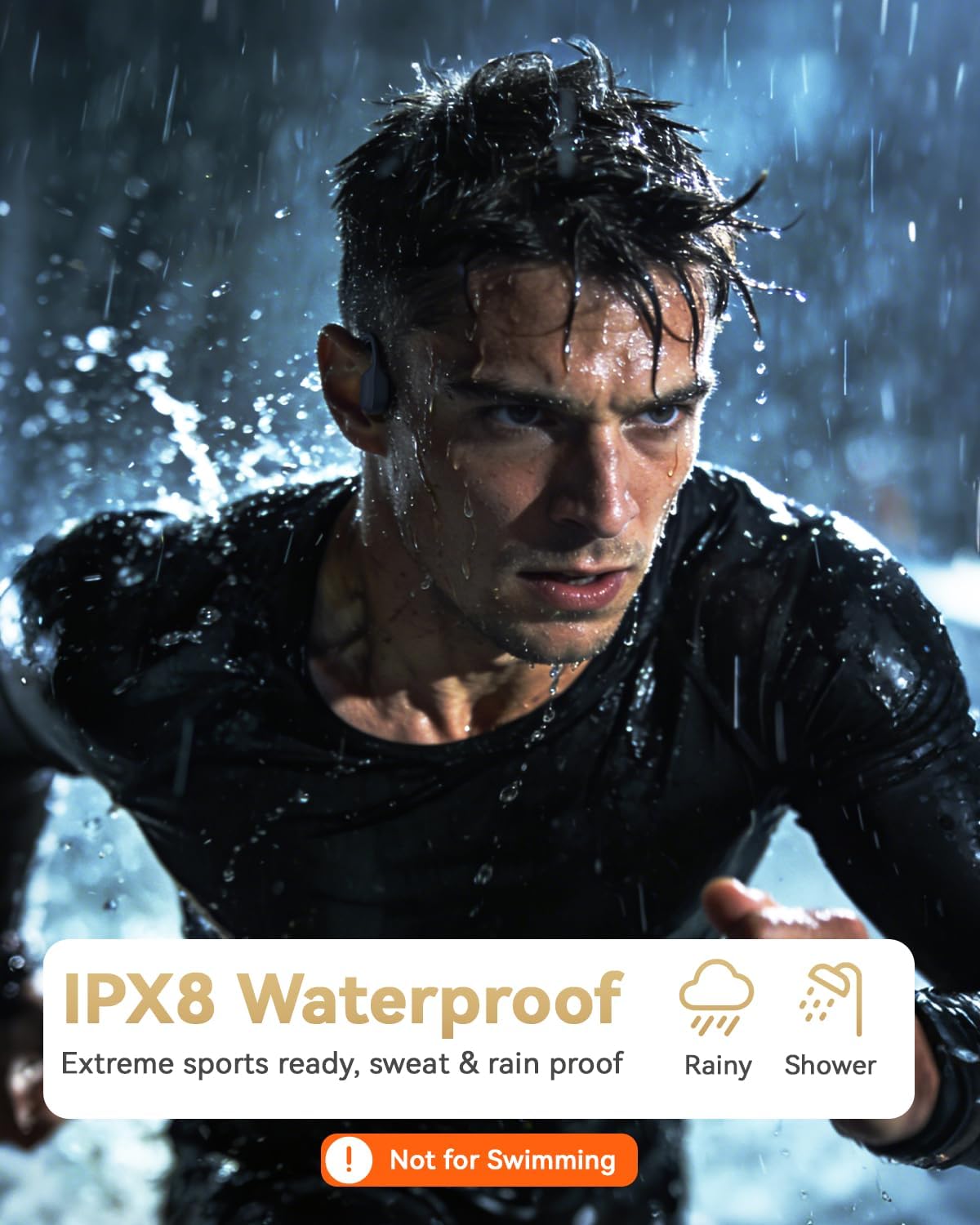 Thumbnail 2 de ANSTEN Casque à conduction osseuse Bluetooth 6.0 IPX8 avec réduction de bruit IA et écouteur oreille ouverte