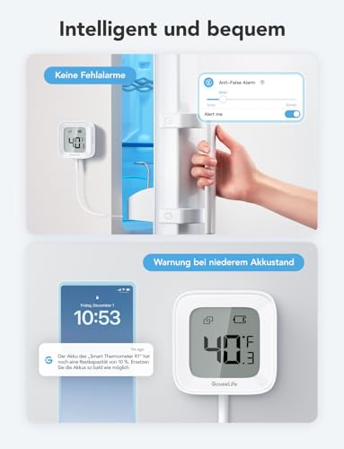 Thumbnail 7 de GoveeLife Kühlschrank Thermometer WLAN mit Digital & Alarm App, 2er-Sensor