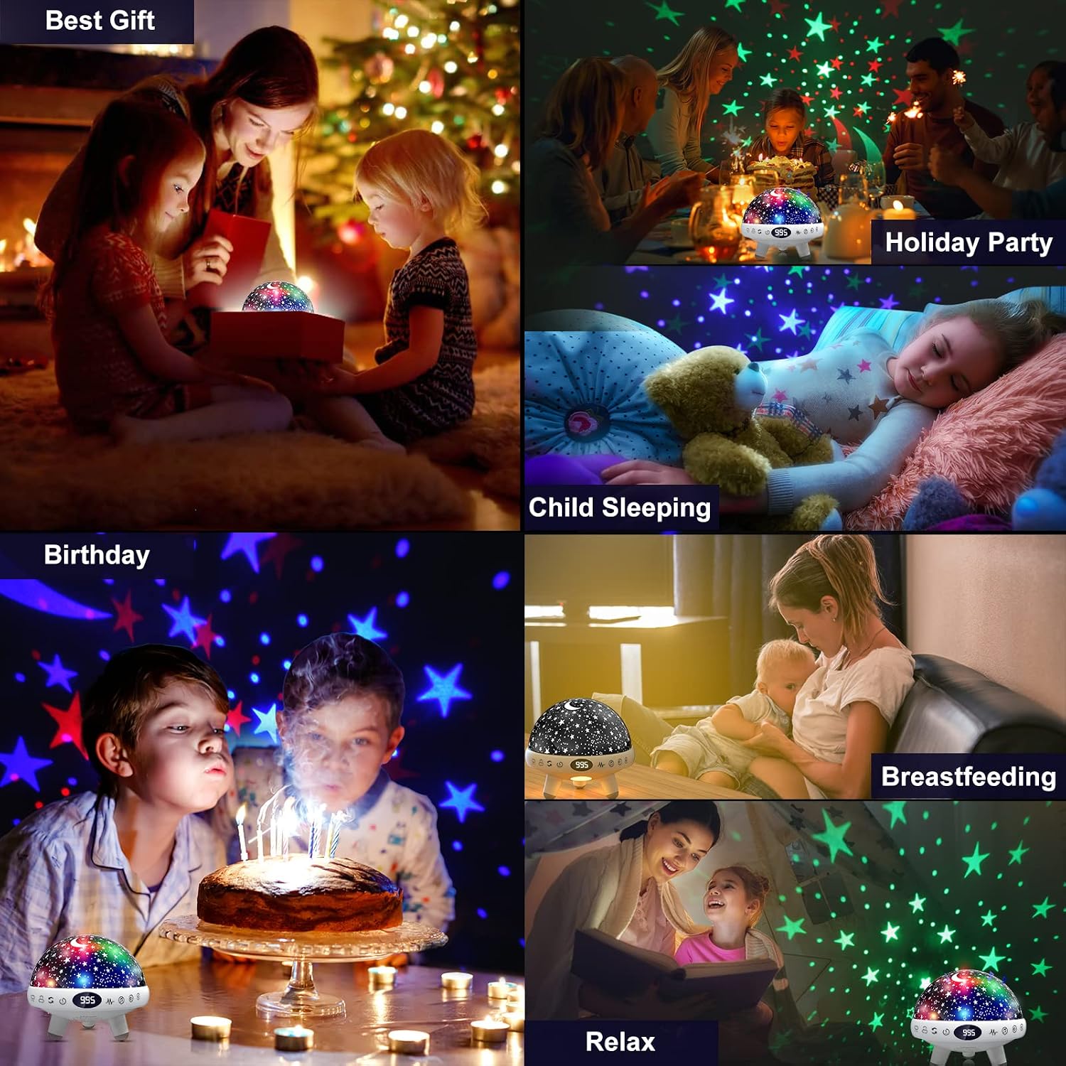 Detalle 1 de YACHANCE YC-008 Kids Sound Machine with 360° Star Projector and Night Light