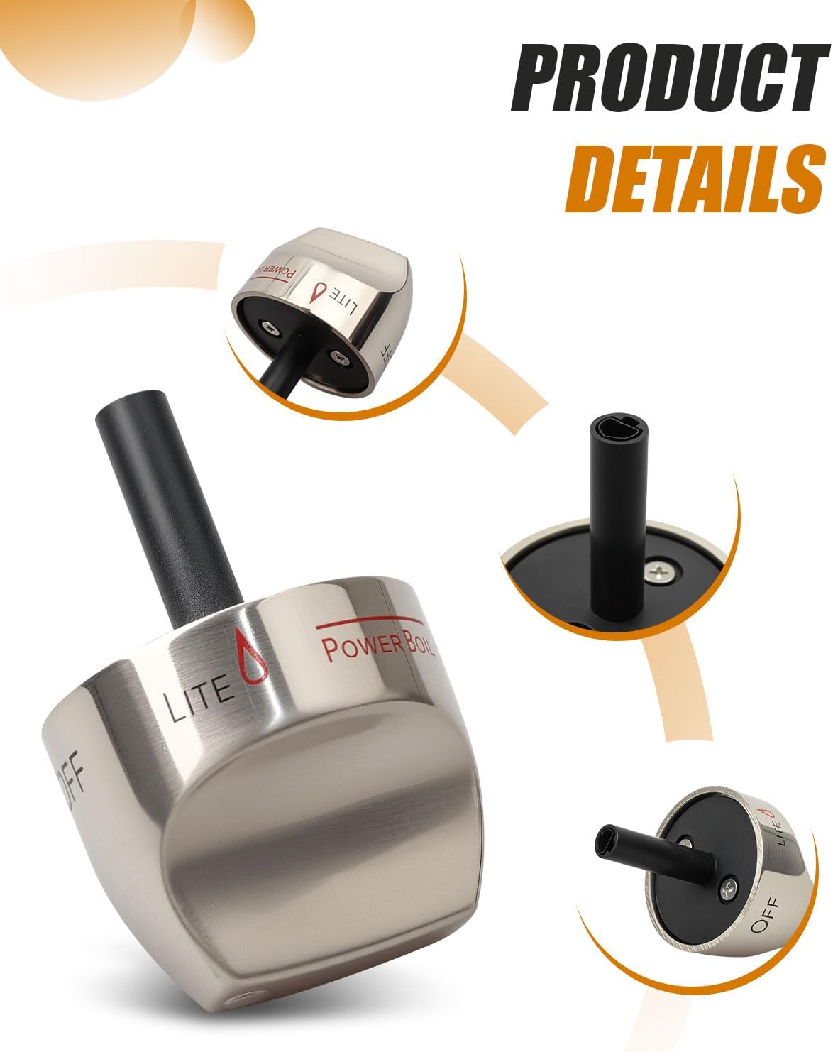 Detalle de Nahntaipy Stainless Steel Gas Range Knob for GE, Replaces WB03K10243 and WB03K10266