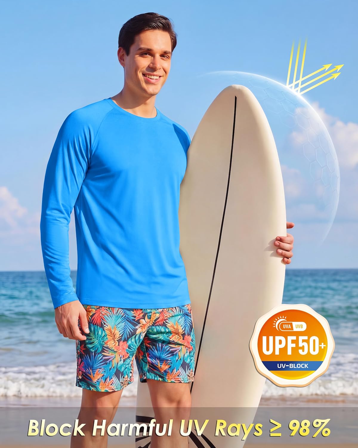 Thumbnail 2 de Boladeci Men's Rash Guard, Long-Sleeve UPF 50+ Quick-Dry Swim Shirt