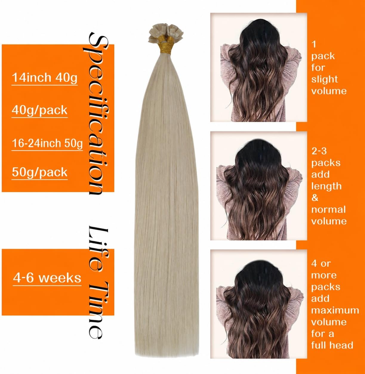 Detalle 2 de Sunny Hair FLAT_60_18 18-Inch Flat-Tip Human Hair Extensions, Blonde