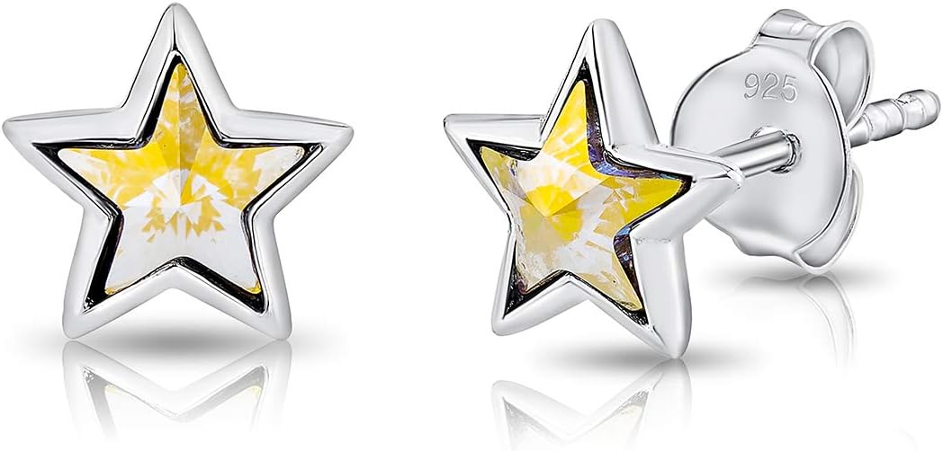 Thumbnail 5 de DTPsilver KLEINE Ohrringe 925er Sterling Silber mit Swarovski Elements Kristallen – Stern, Durchmesser 7 mm