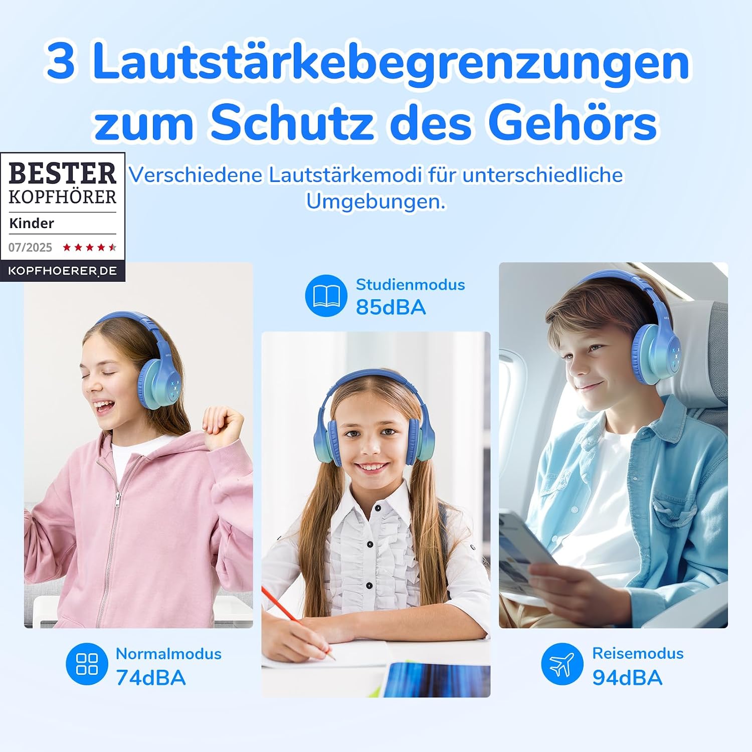 Detalle 2 de EarFun Kinder Bluetooth Kopfhörer 90 Std Akku