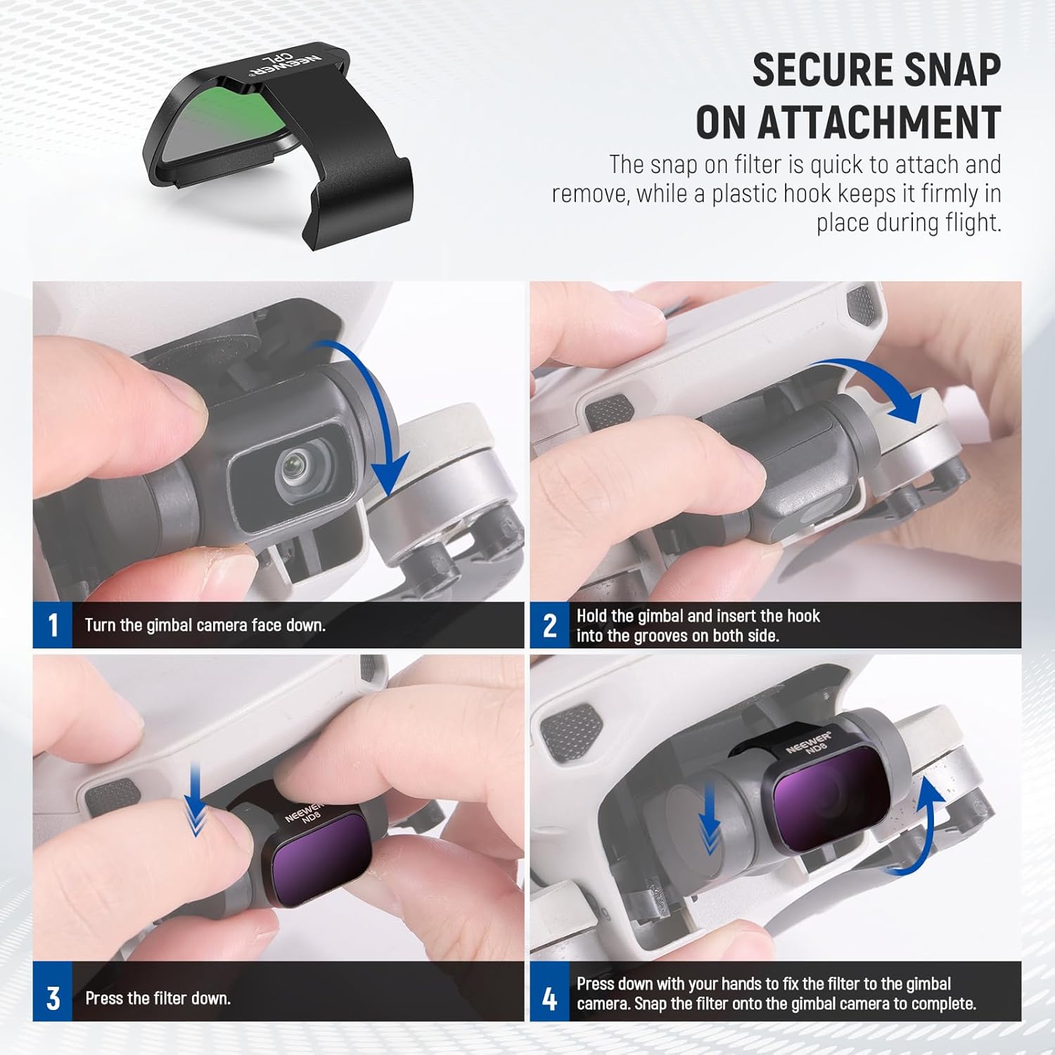 Thumbnail 6 de NEEWER Filtri ND + CPL (6 pezzi) per droni DJI Mini 4K/2/Mavic/SE/2 SE e Fly More Combos