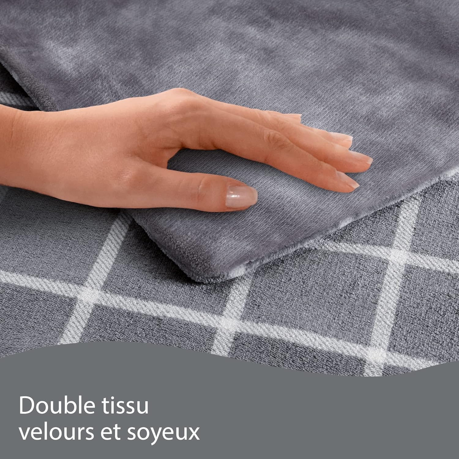 Thumbnail 4 de Imetec Couverture Chauffante Adapto Velvet Squares 150x95 cm – 6 températures, tissu velours, sécurité et chaleur rapide