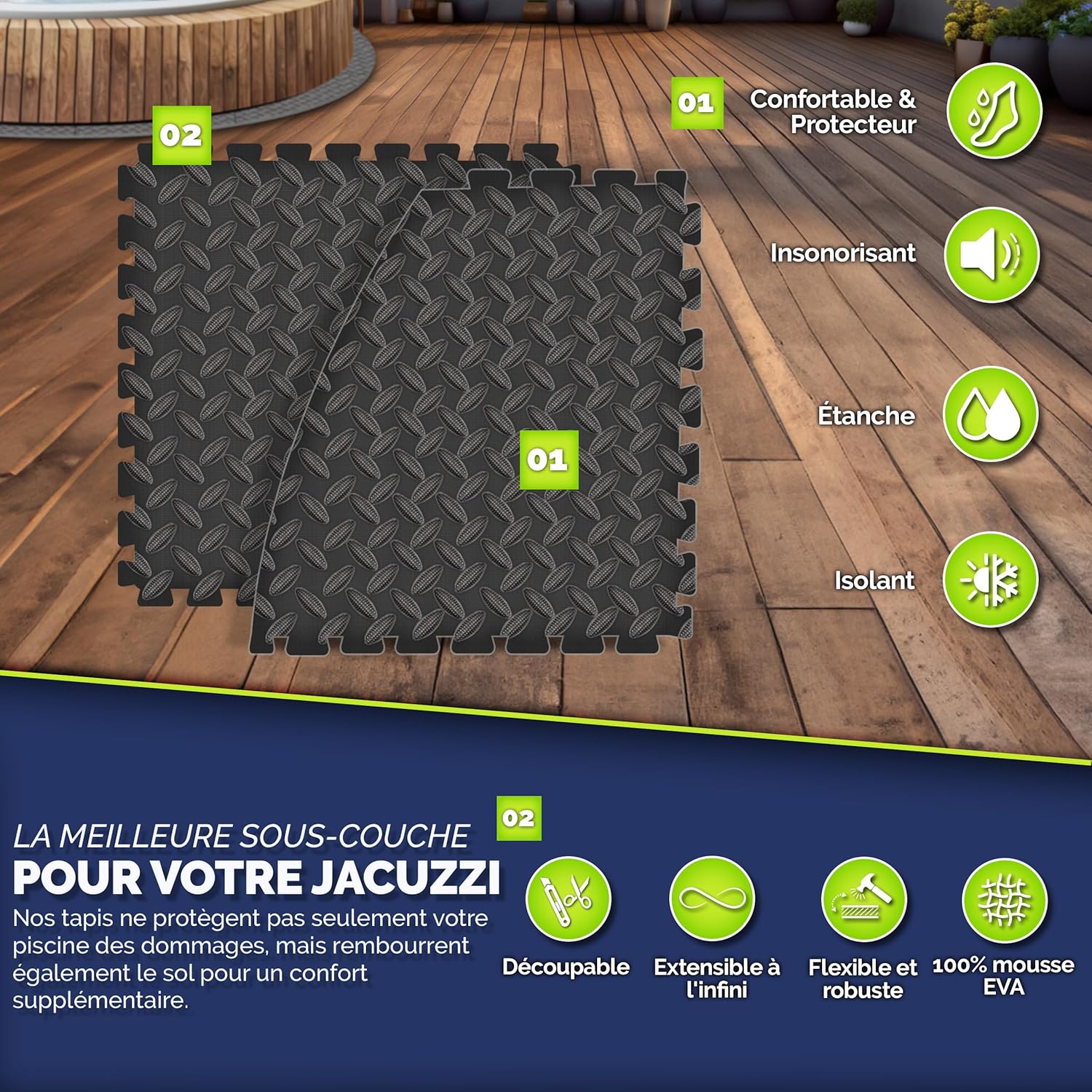 Thumbnail 4 de tillvex® Tapis de Sol Spa Rond 240 cm en mousse EVA