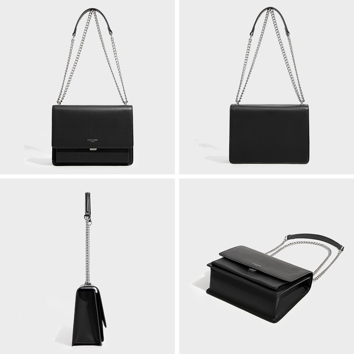 Thumbnail 3 de David Jones sac bandoulière femme rigide en PU imitation cuir noir à chaînes