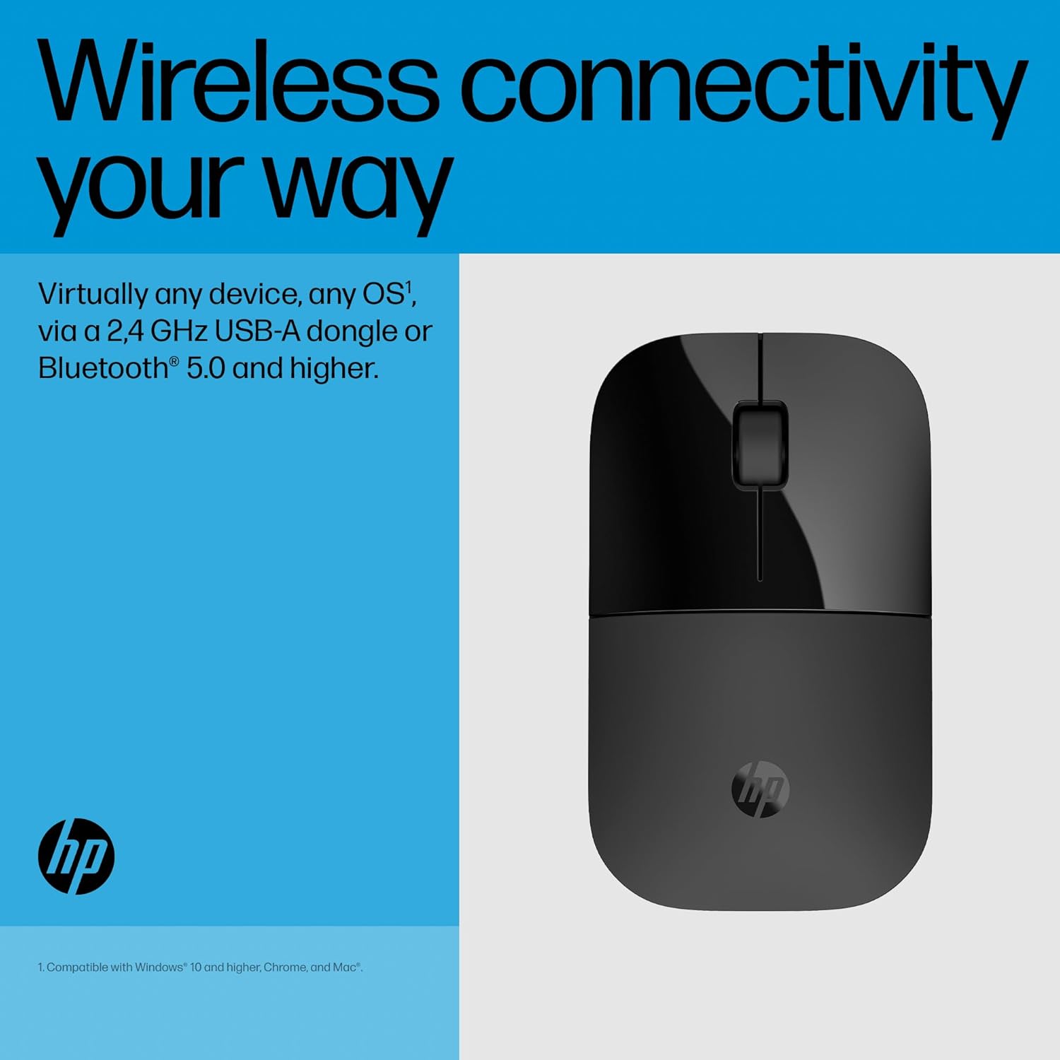 Thumbnail 3 de HP Z3700 Dual Black Wireless Mouse: Bluetooth 5.0 and 2.4GHz USB-A Dongle, 1600 DPI