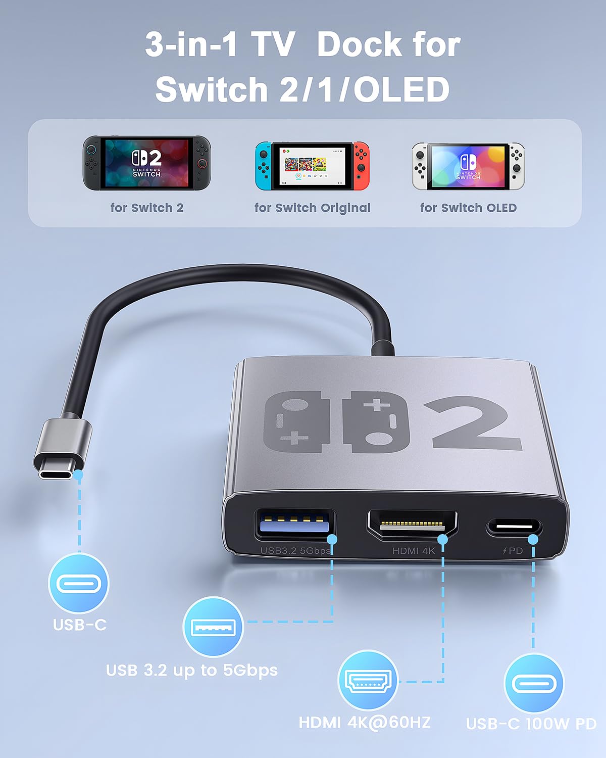 Thumbnail 4 de Bemkiru Switch 2 Dock 4K