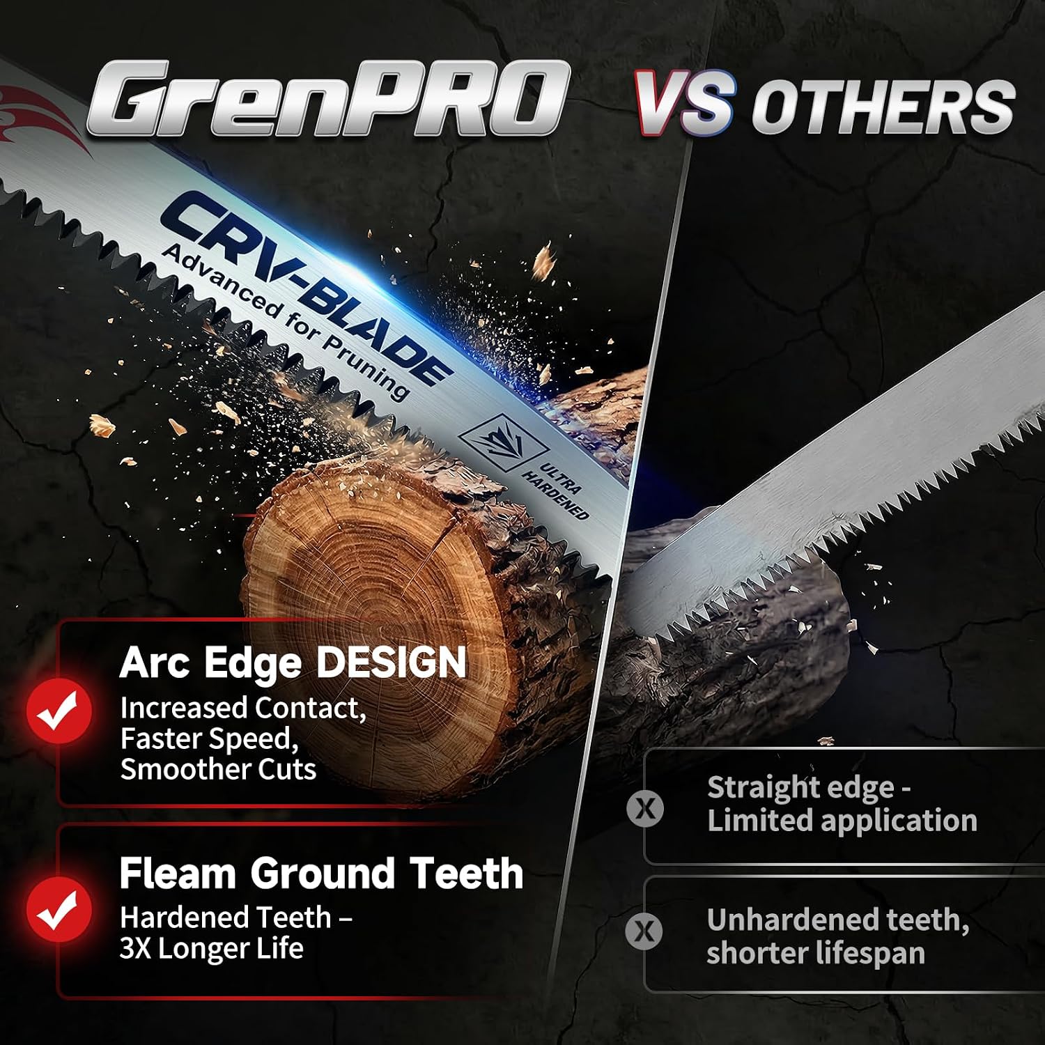 Detalle de GRENPRO 073013 15-Inch Reciprocating Saw Blades, 6 TPI Arc Edge, 4-Pack