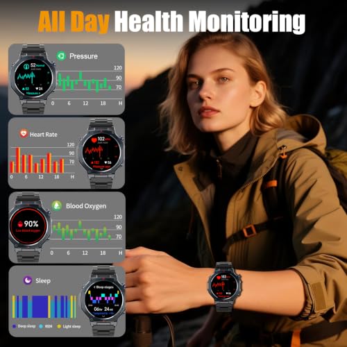 Detalle de Jugeman Militär Smartwatch Herren GPS – AMOLED 1,43'', 160+ Sportmodi, 5ATM, Bluetooth Anrufe