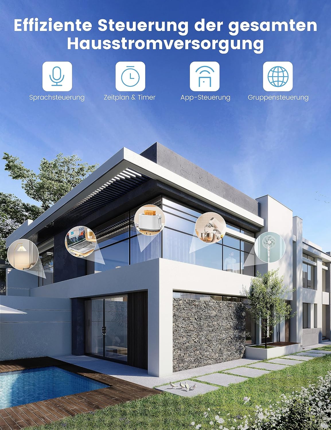 Detalle de Eightree WLAN Smart Steckdose 16 A im 2er Pack