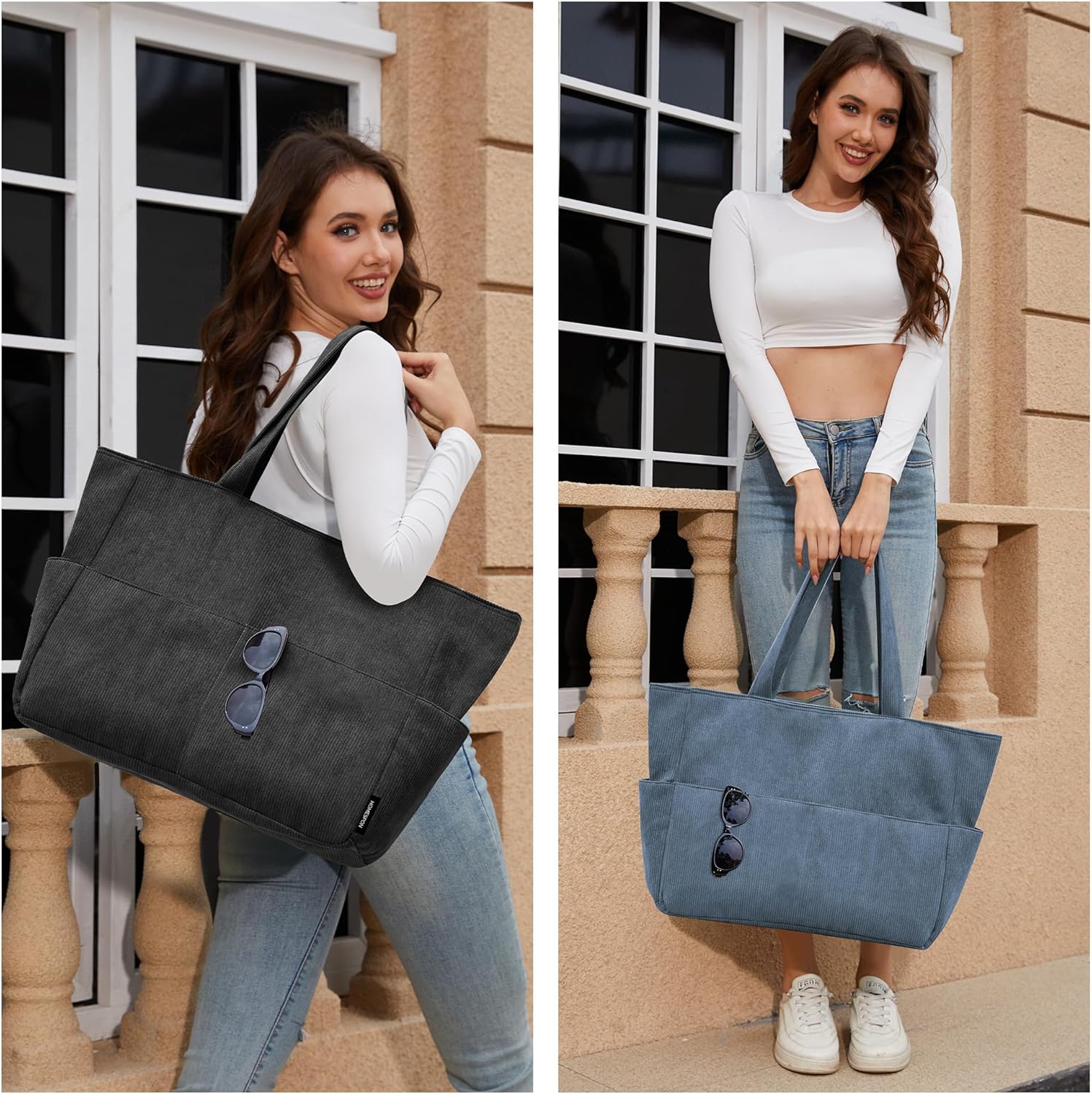 Thumbnail 1 de HOMESPON corduroy tote bag for women with zip – large foldable shoulder bag for work, school and travel