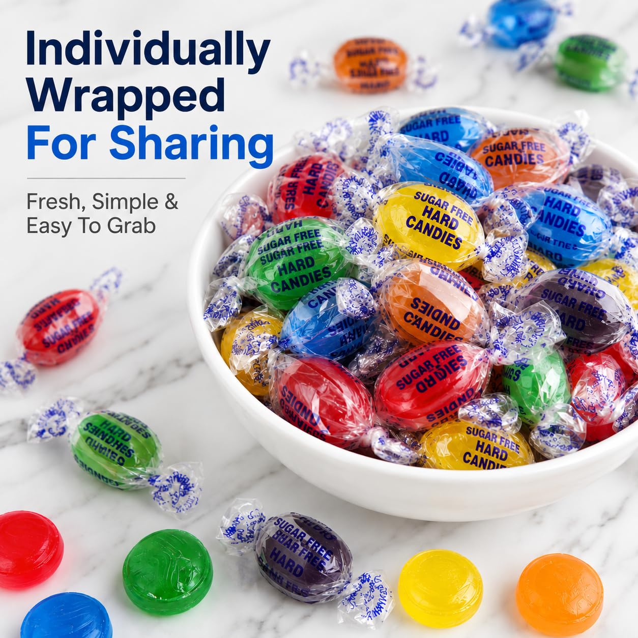 Detalle 2 de ONE CANDY WAY Sugar Free Hard Candy Assortment, 1 lb Bag, 75 Individually Wrapped Pieces