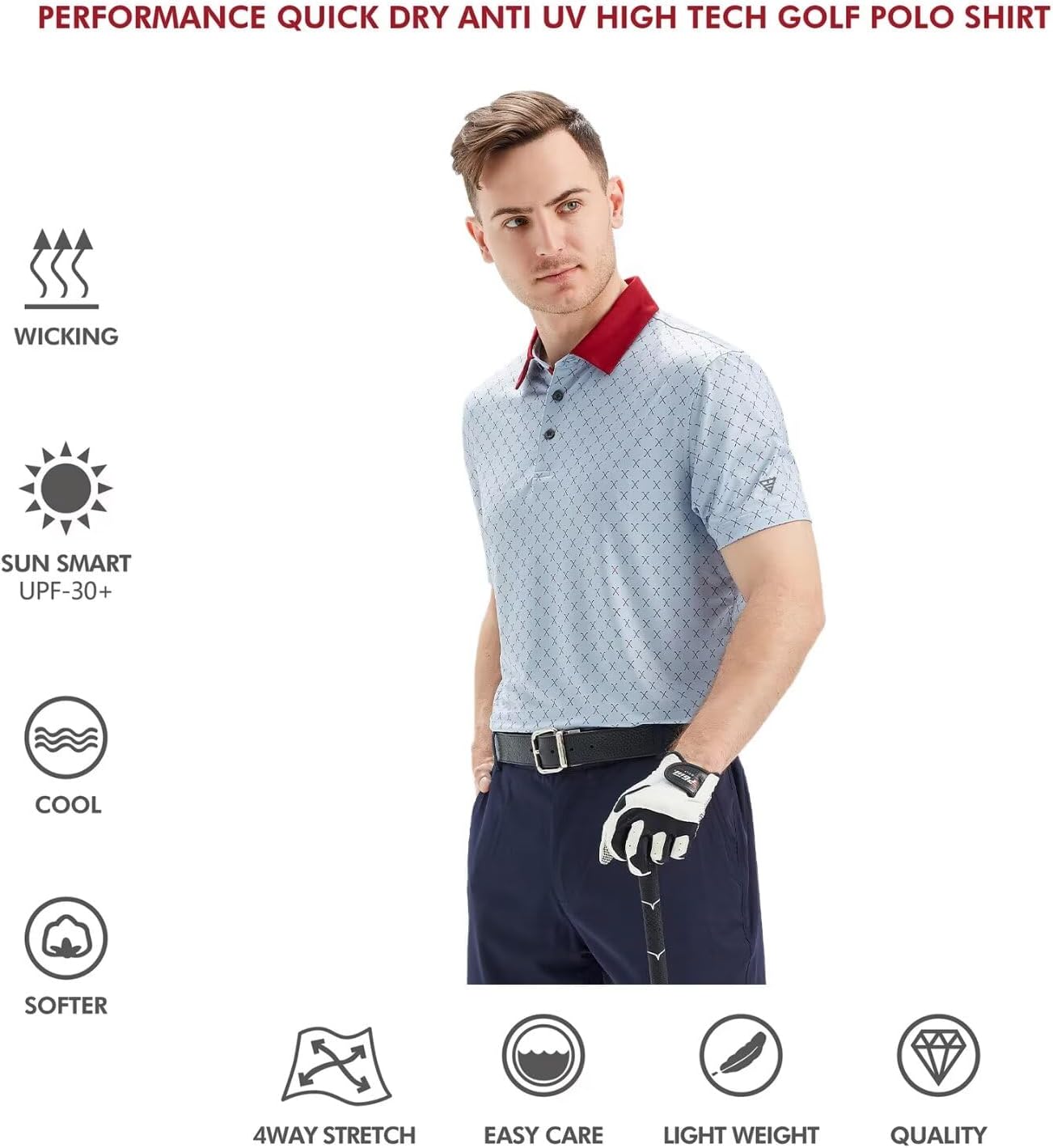 Thumbnail 4 de M MAELREG Golf Shirts for Men: Dry Fit Short Sleeve Print Polo