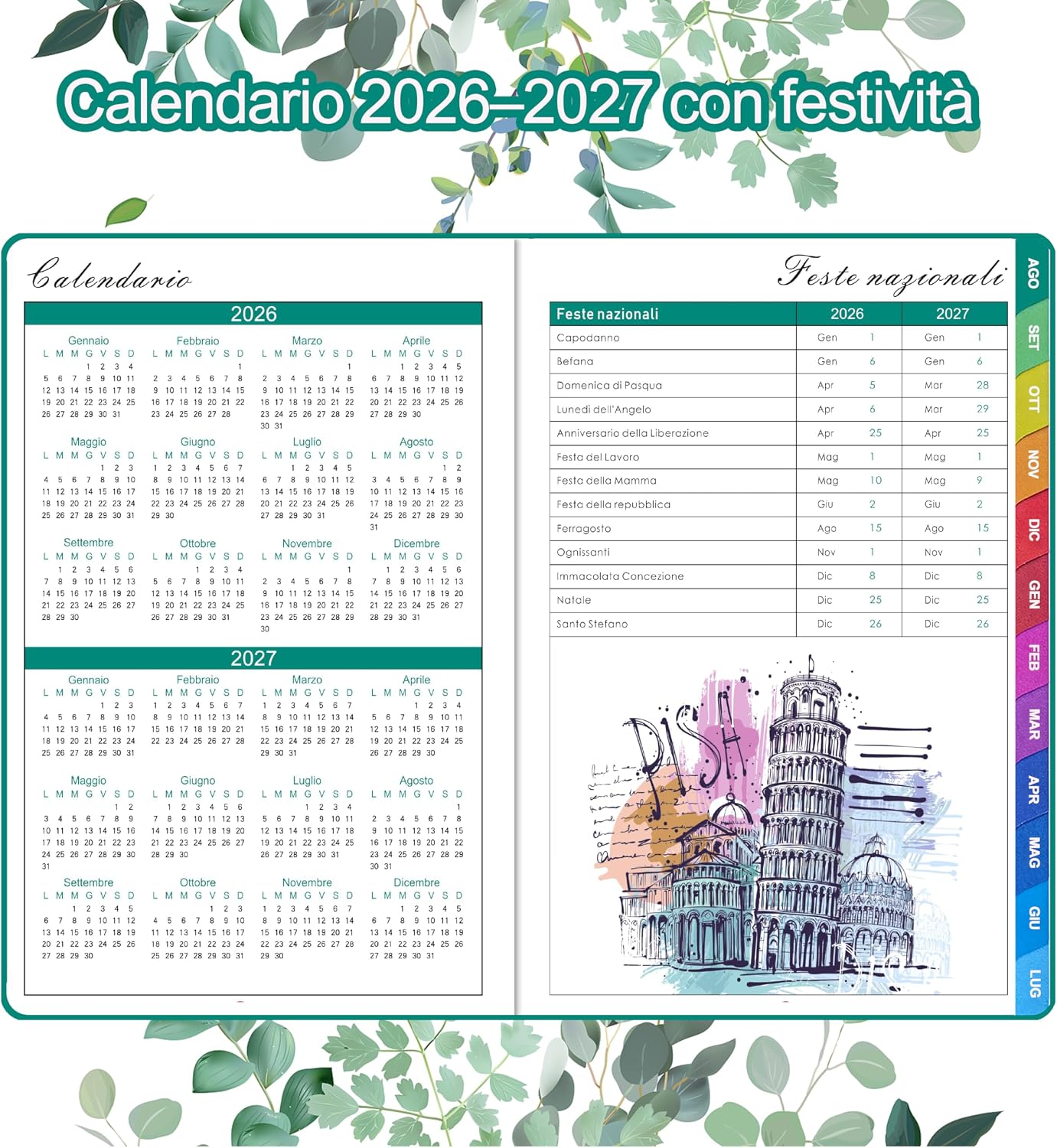 Thumbnail 3 de Agenda Scolastica 2026–2027: settimanale verticale con penna, segnalibro e tasca interna (Agosto 2026 – Luglio 2027) – Fiore di albicocco