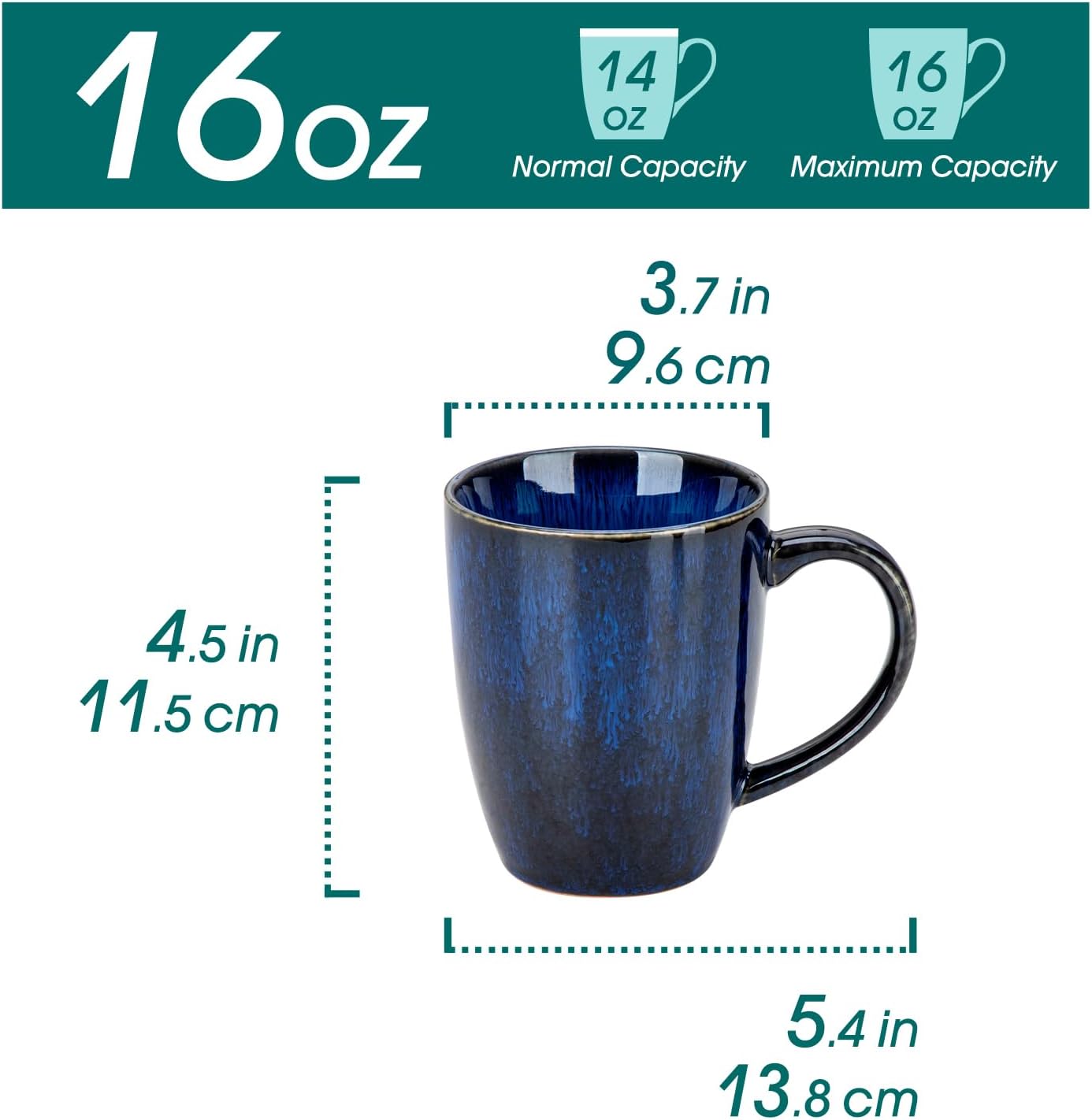 Detalle 2 de Vancasso STARRY 16oz Ceramic Coffee Mug Set (6) in Blue