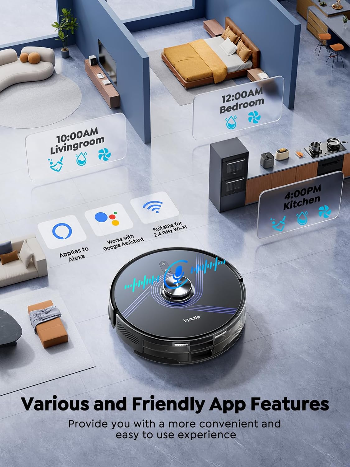 Detalle 2 de Vyzzle E20 Robot Vacuum Cleaner with Mop, 10000Pa Suction and 3.5L Self-Empty Station (Lidar Navigation)