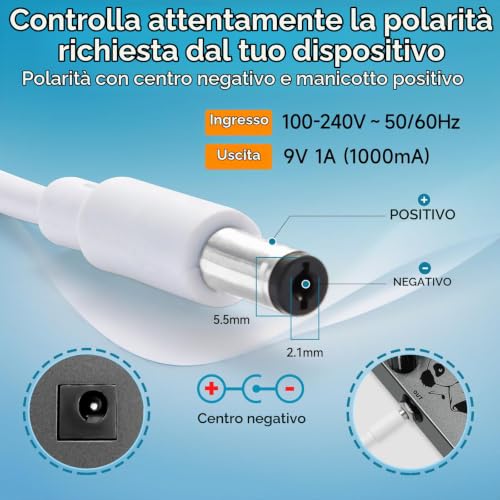 Detalle de Ubrvhrt alimentatore per pedali chitarra 9V DC